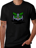 Owl Graphic Print Black T-Shirt