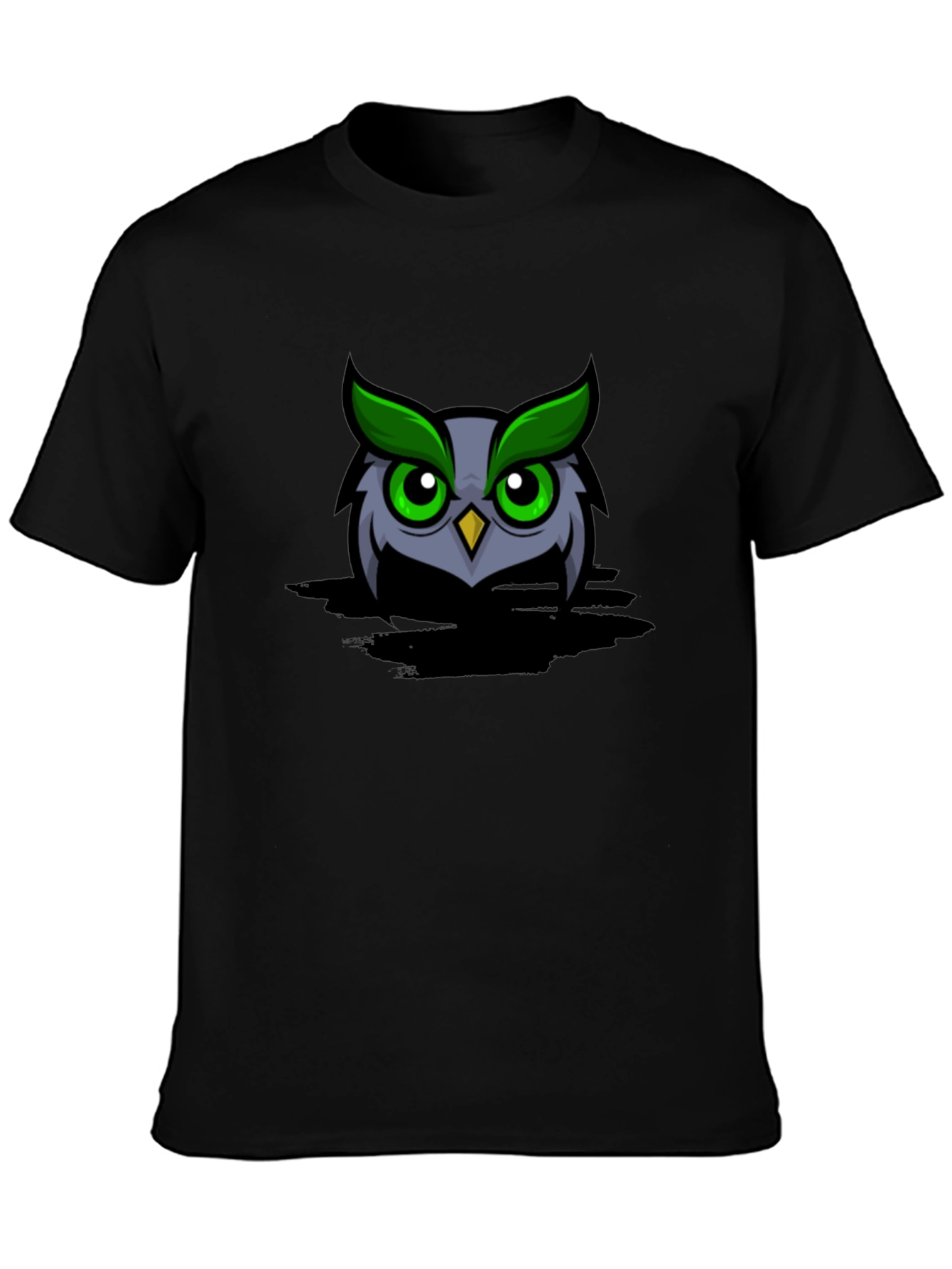 Owl Graphic Print Black T-Shirt