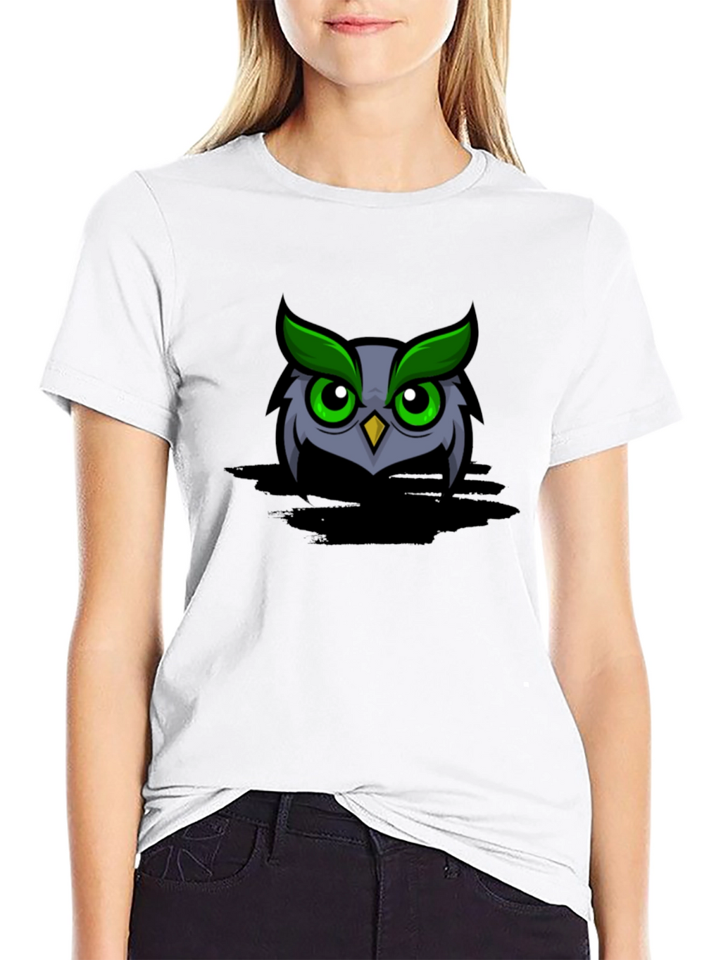 Owl Graphic Print Black T-Shirt