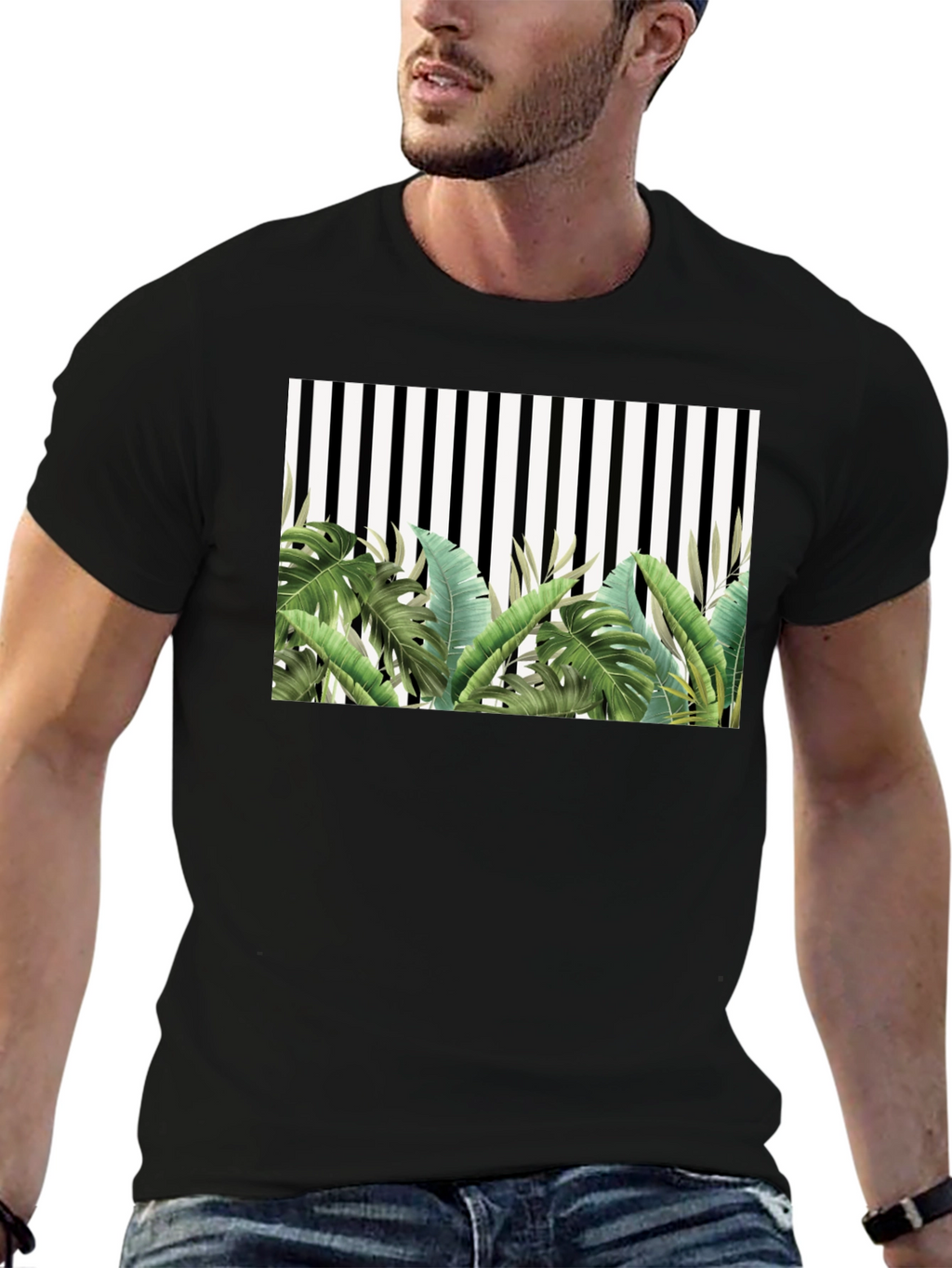 Tropical Stripe Tee - Mens Fashion