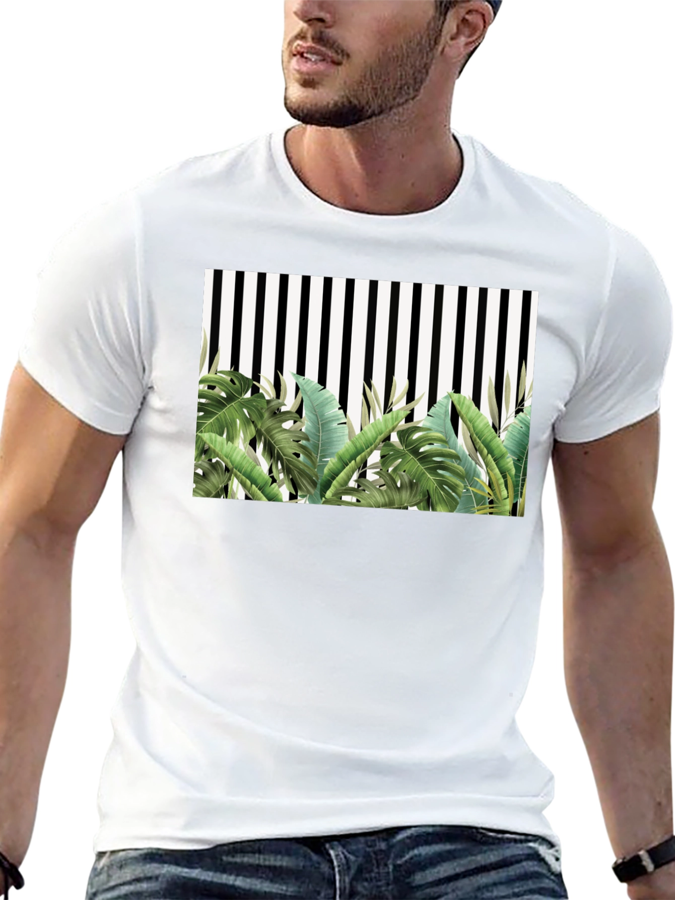 Tropical Stripe Tee - Mens Fashion