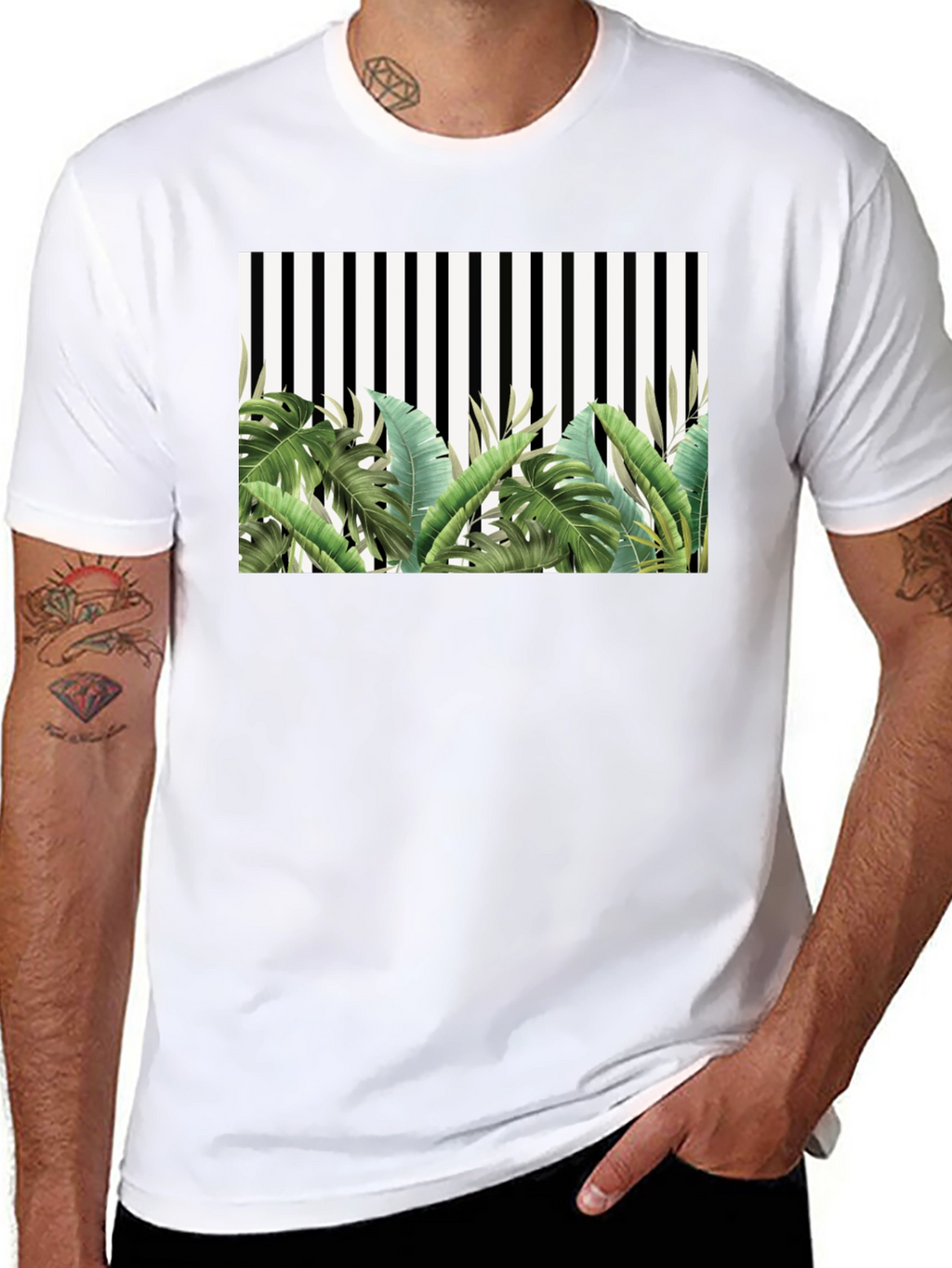 Tropical Stripe Tee - Mens Fashion