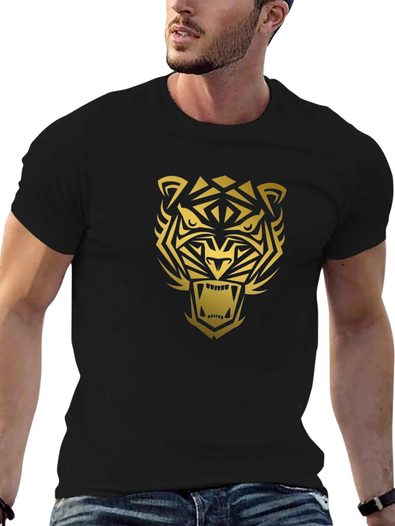 Bold Tiger Graphic Black T-Shirt