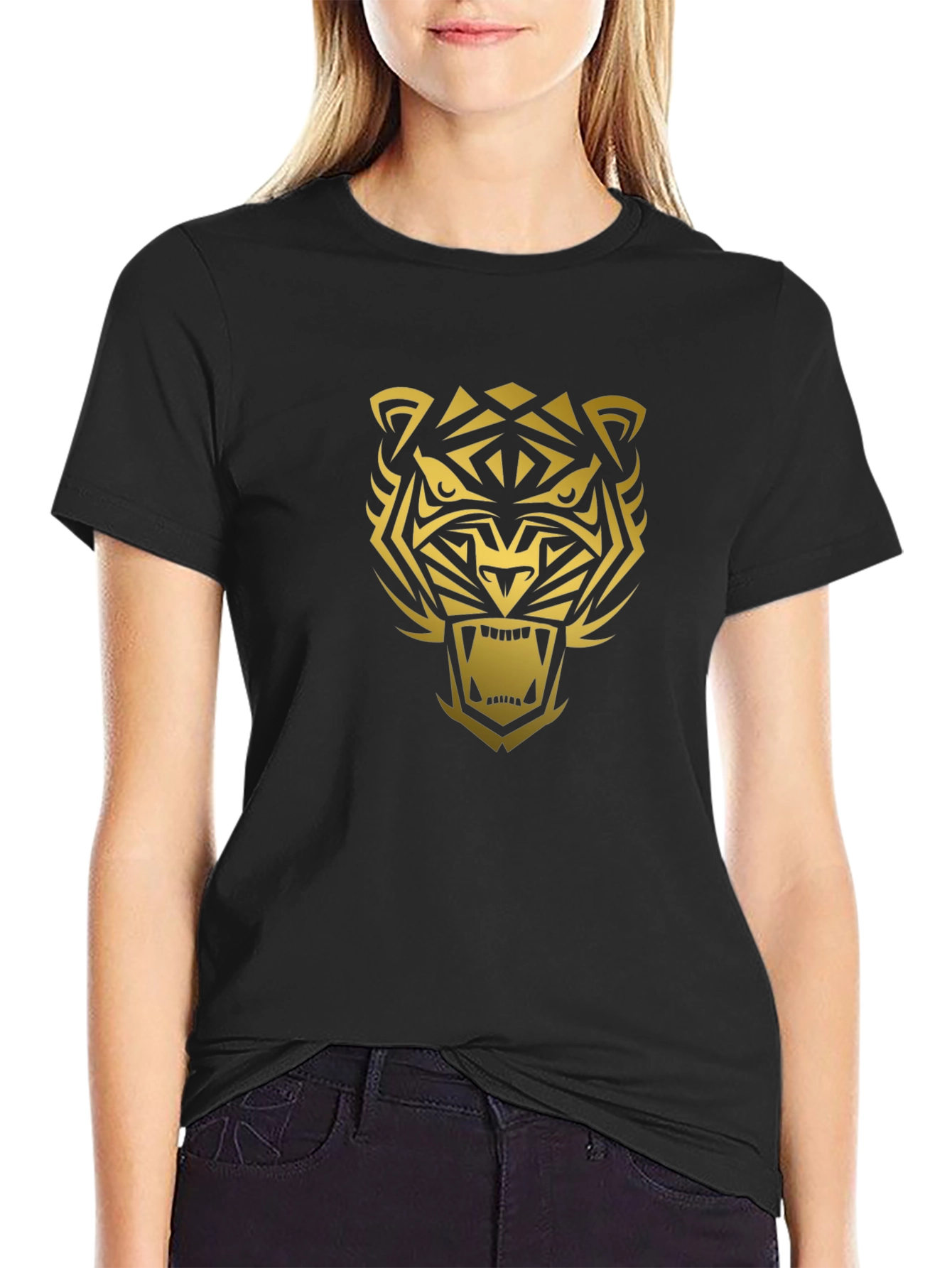 Bold Tiger Graphic Black T-Shirt