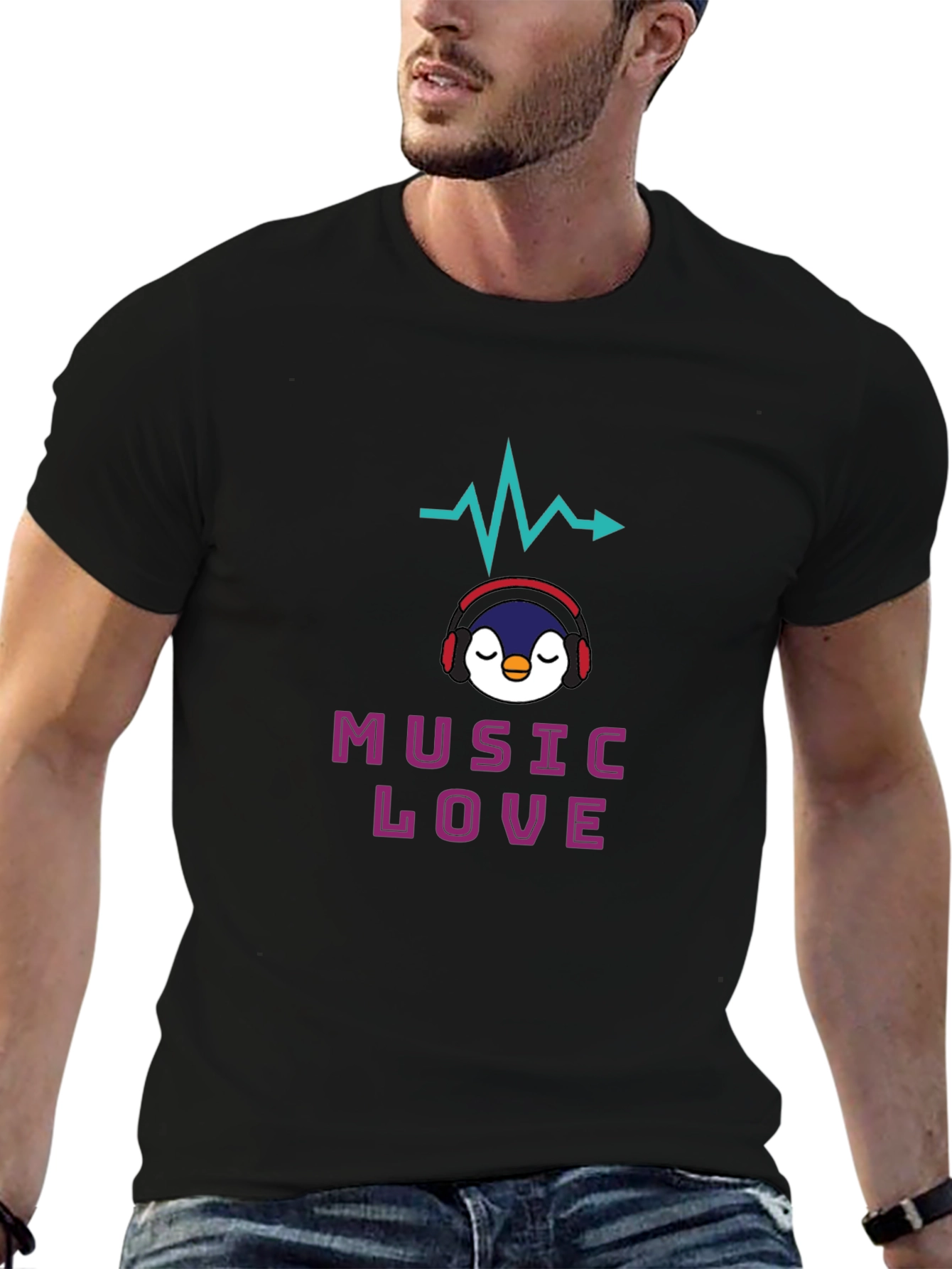 Music Lover Tee - Penguin Headphone Graphic T-Shirt