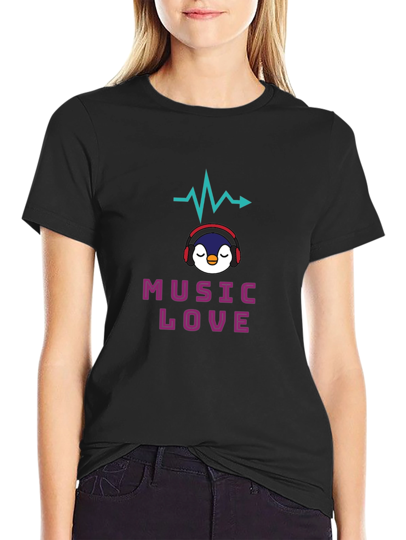 Music Lover Tee - Penguin Headphone Graphic T-Shirt