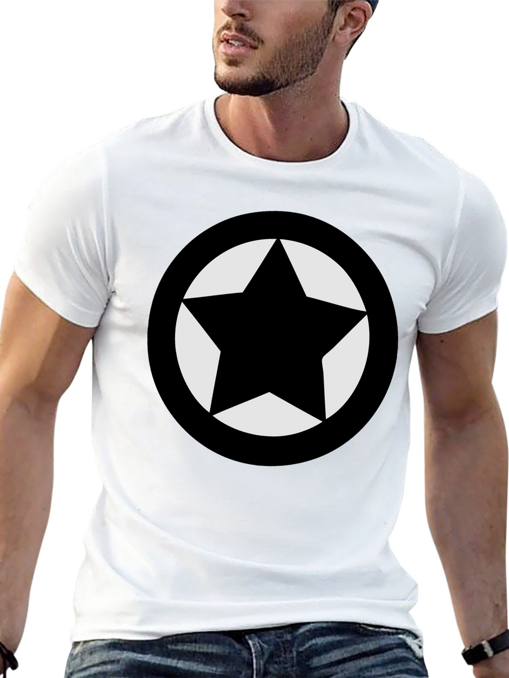 Black Star Emblem Graphic T-Shirt