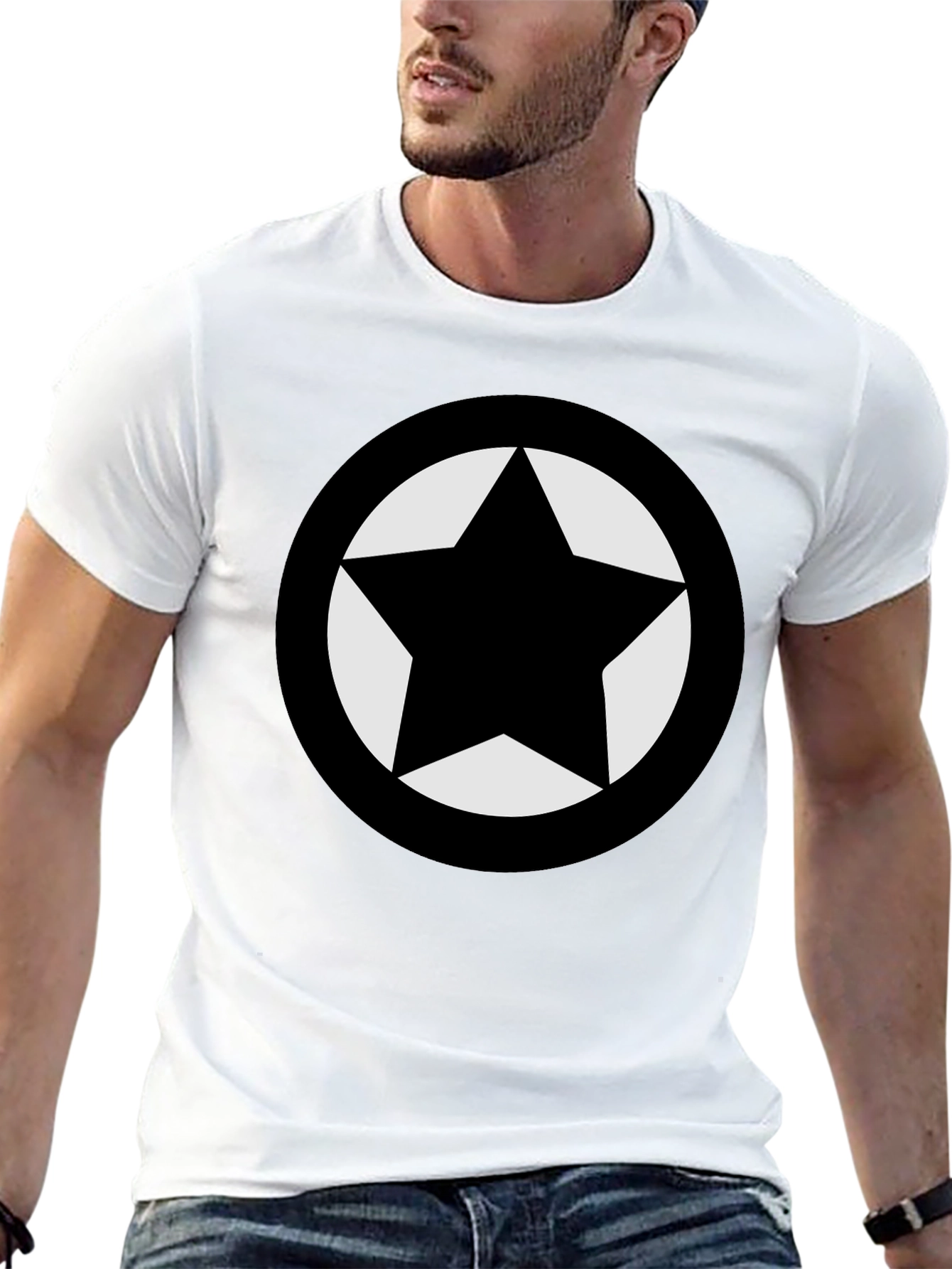 Black Star Emblem Graphic T-Shirt