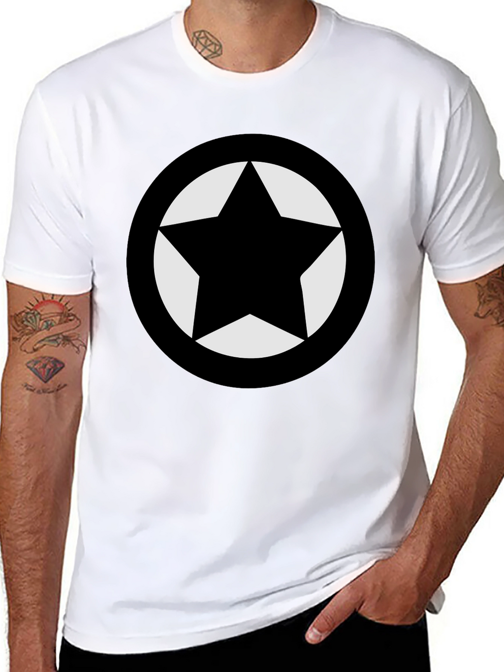 Black Star Emblem Graphic T-Shirt