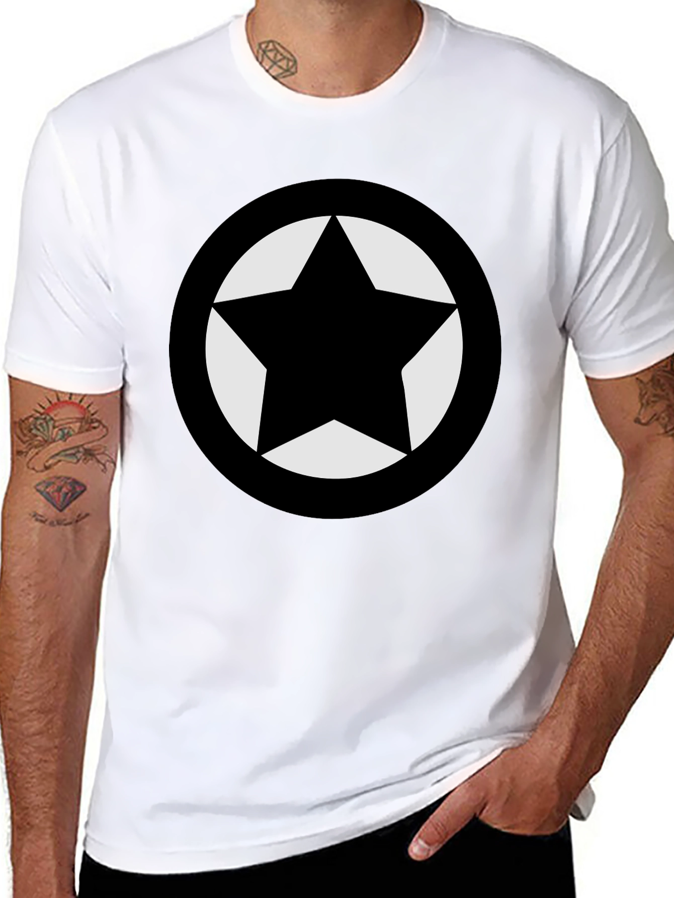 Black Star Emblem Graphic T-Shirt