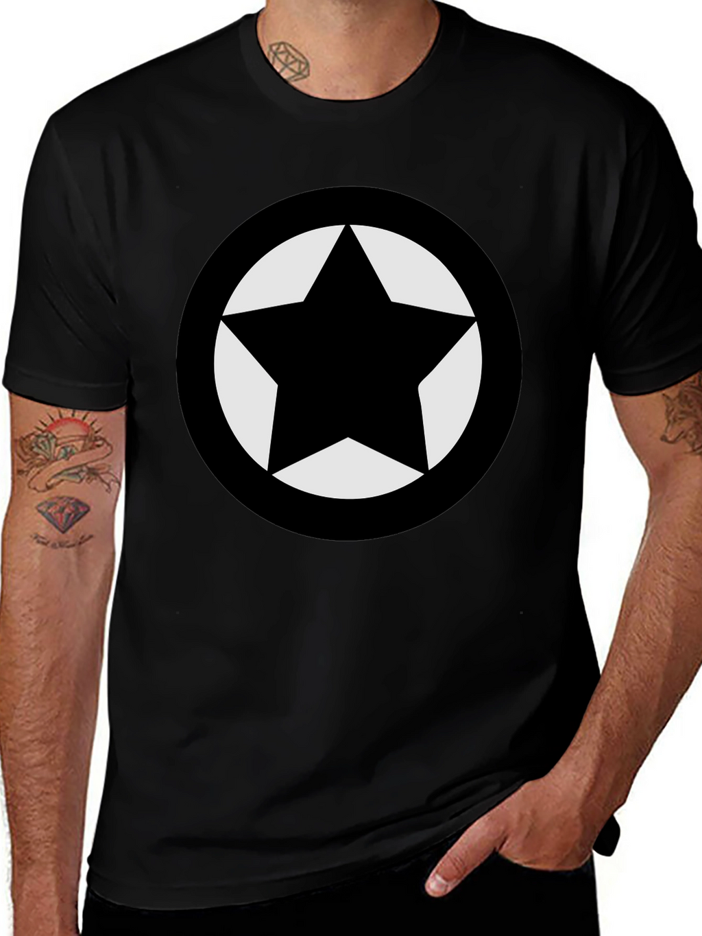 Black Star Emblem Graphic T-Shirt