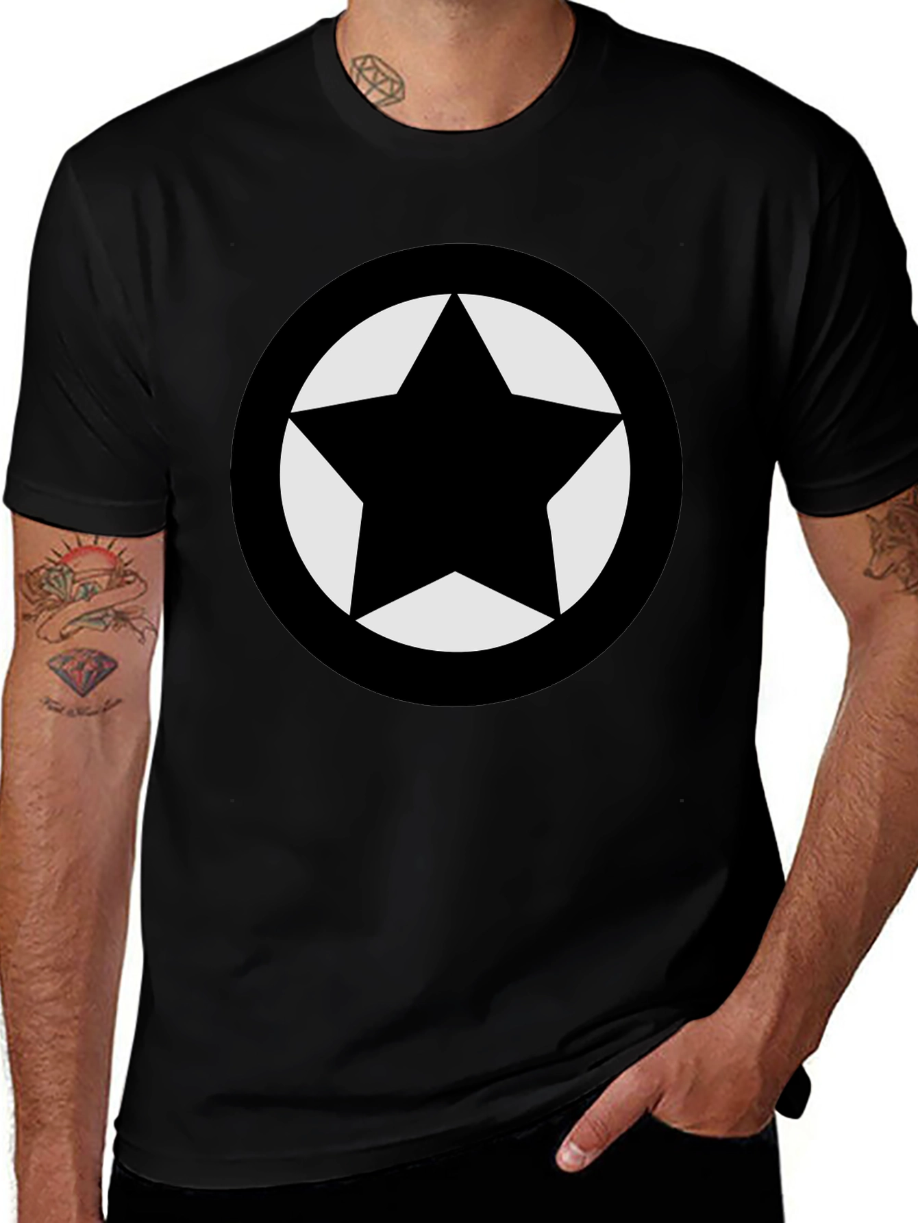 Black Star Emblem Graphic T-Shirt