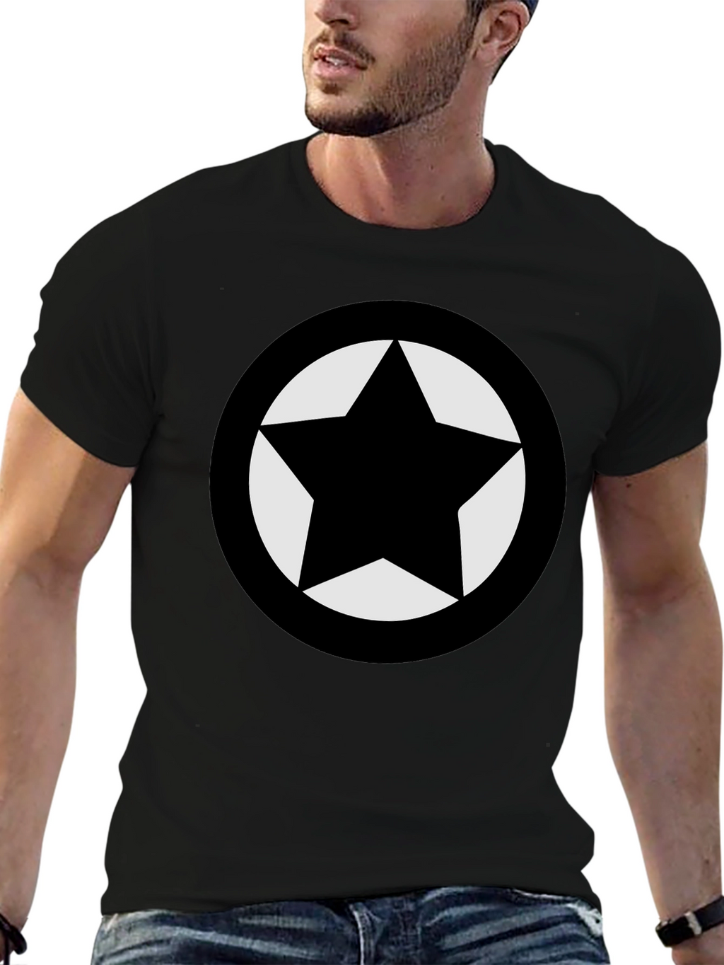 Black Star Emblem Graphic T-Shirt