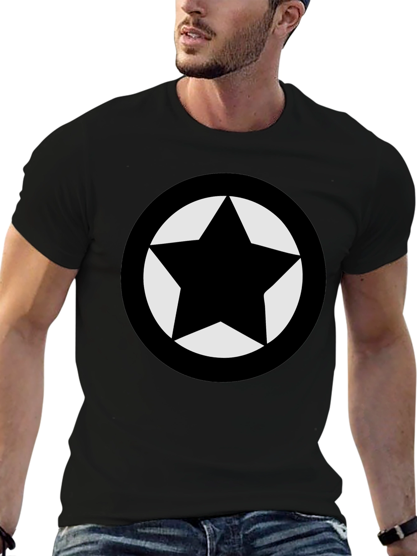 Black Star Emblem Graphic T-Shirt