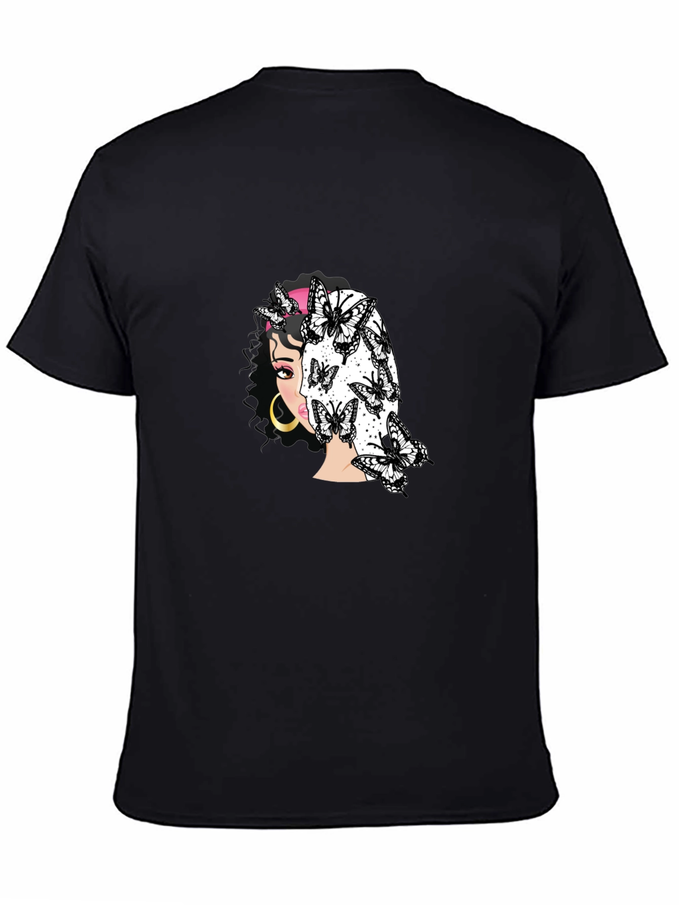 Butterfly Girl Graphic Black T-Shirt