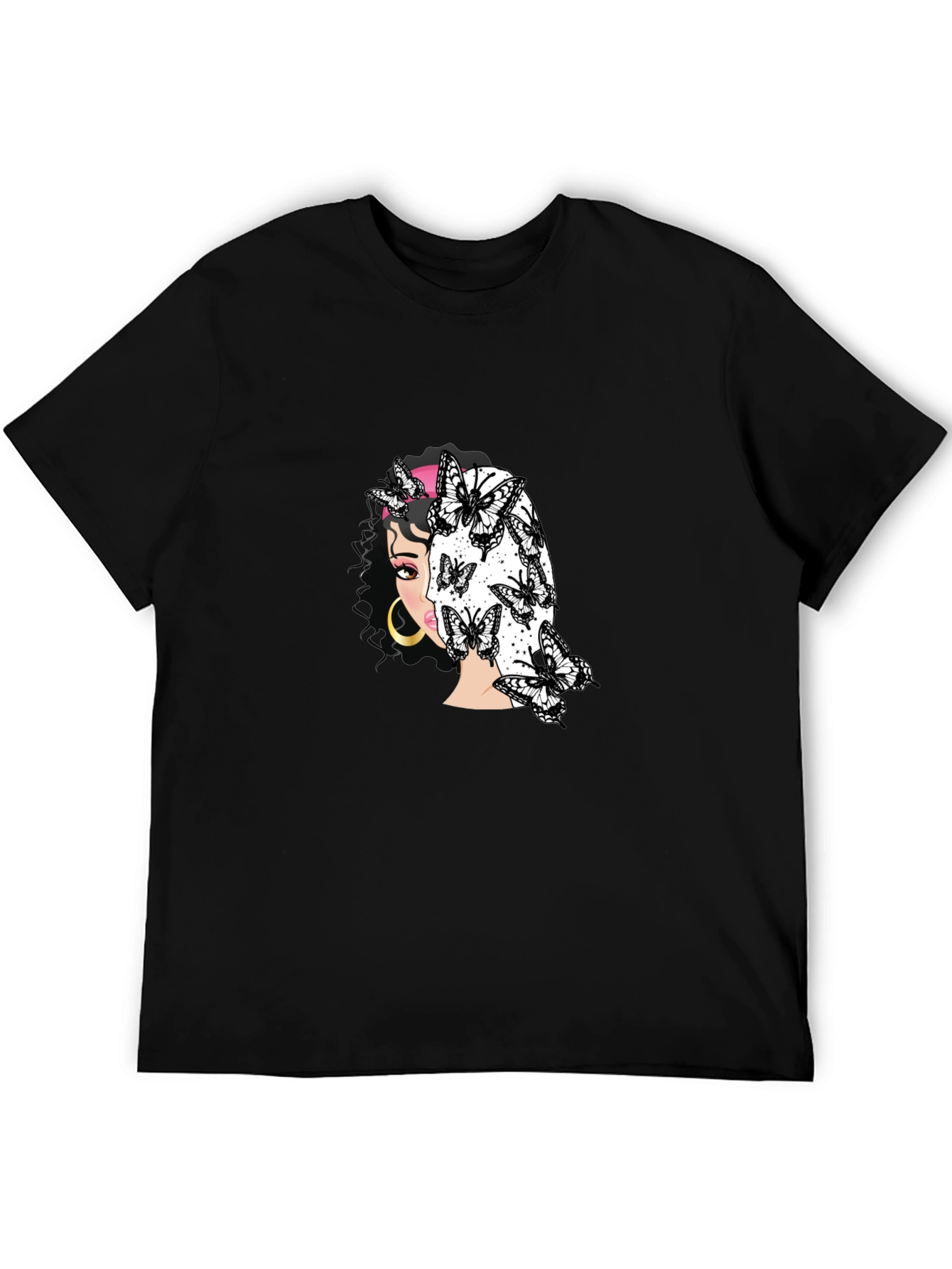 Butterfly Girl Graphic Black T-Shirt