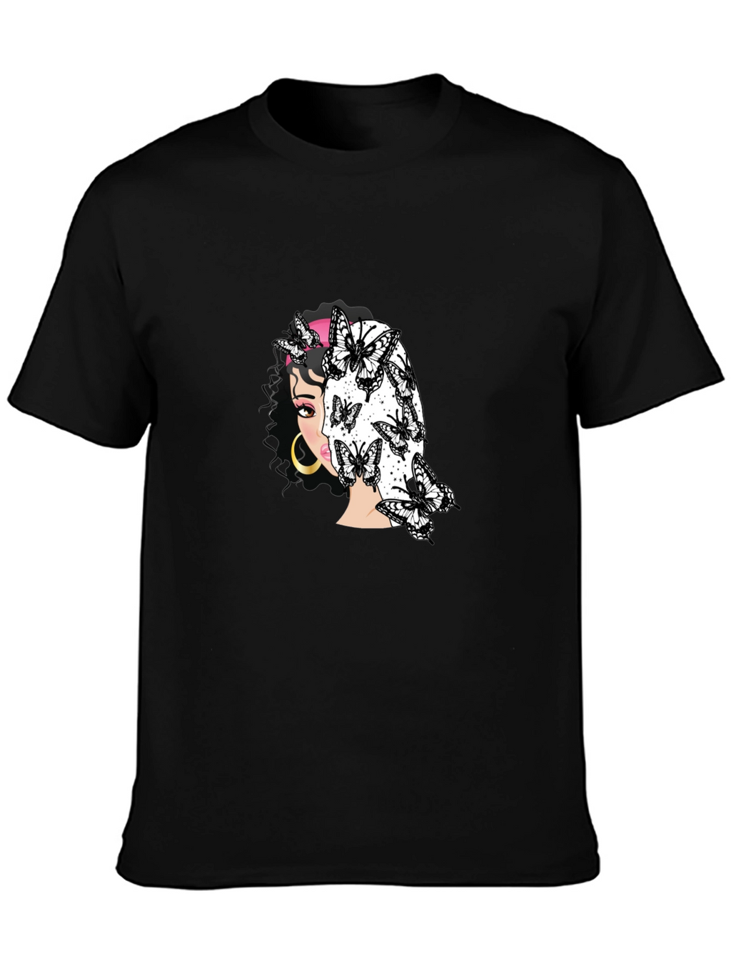 Butterfly Girl Graphic Black T-Shirt
