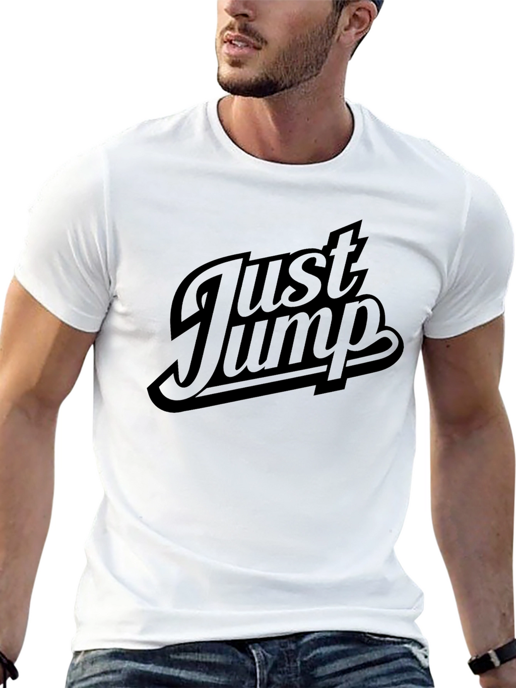 Just Jump Mens Black Graphic T-Shirt