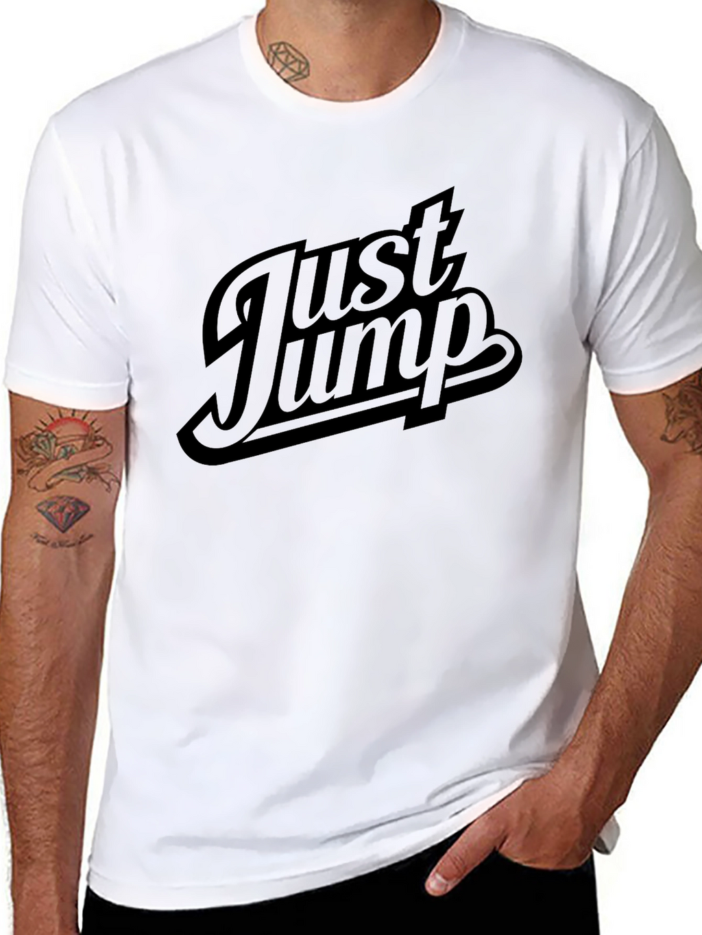 Just Jump Mens Black Graphic T-Shirt