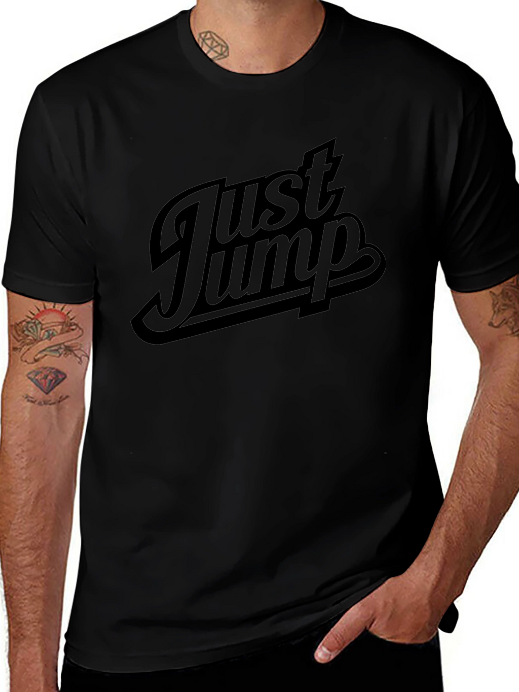 Just Jump Mens Black Graphic T-Shirt
