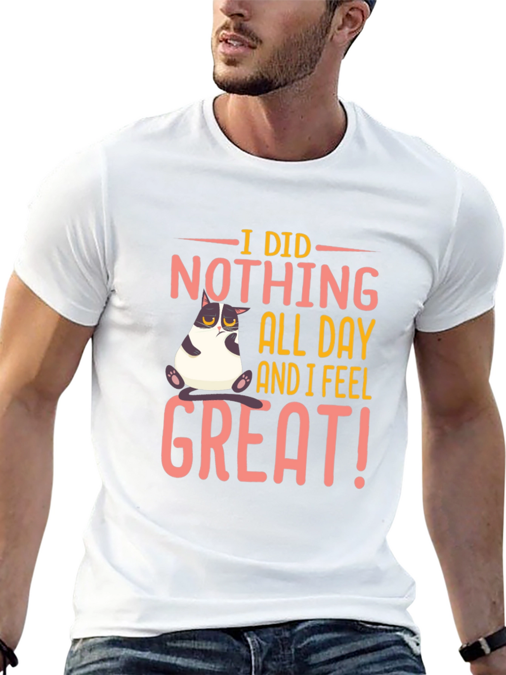 Funny Cat I Did Nothing Black T-Shirt