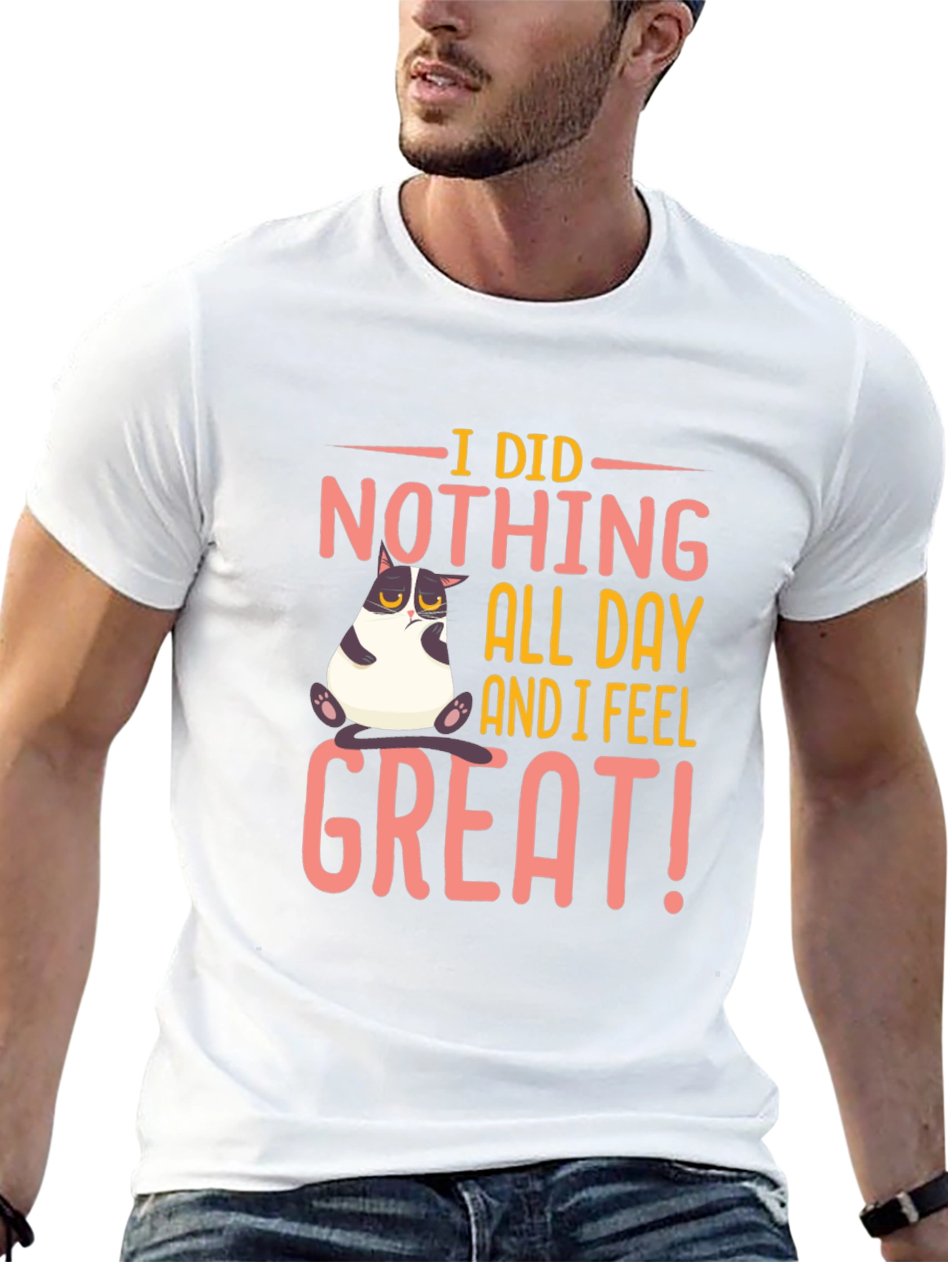 Funny Cat I Did Nothing Black T-Shirt
