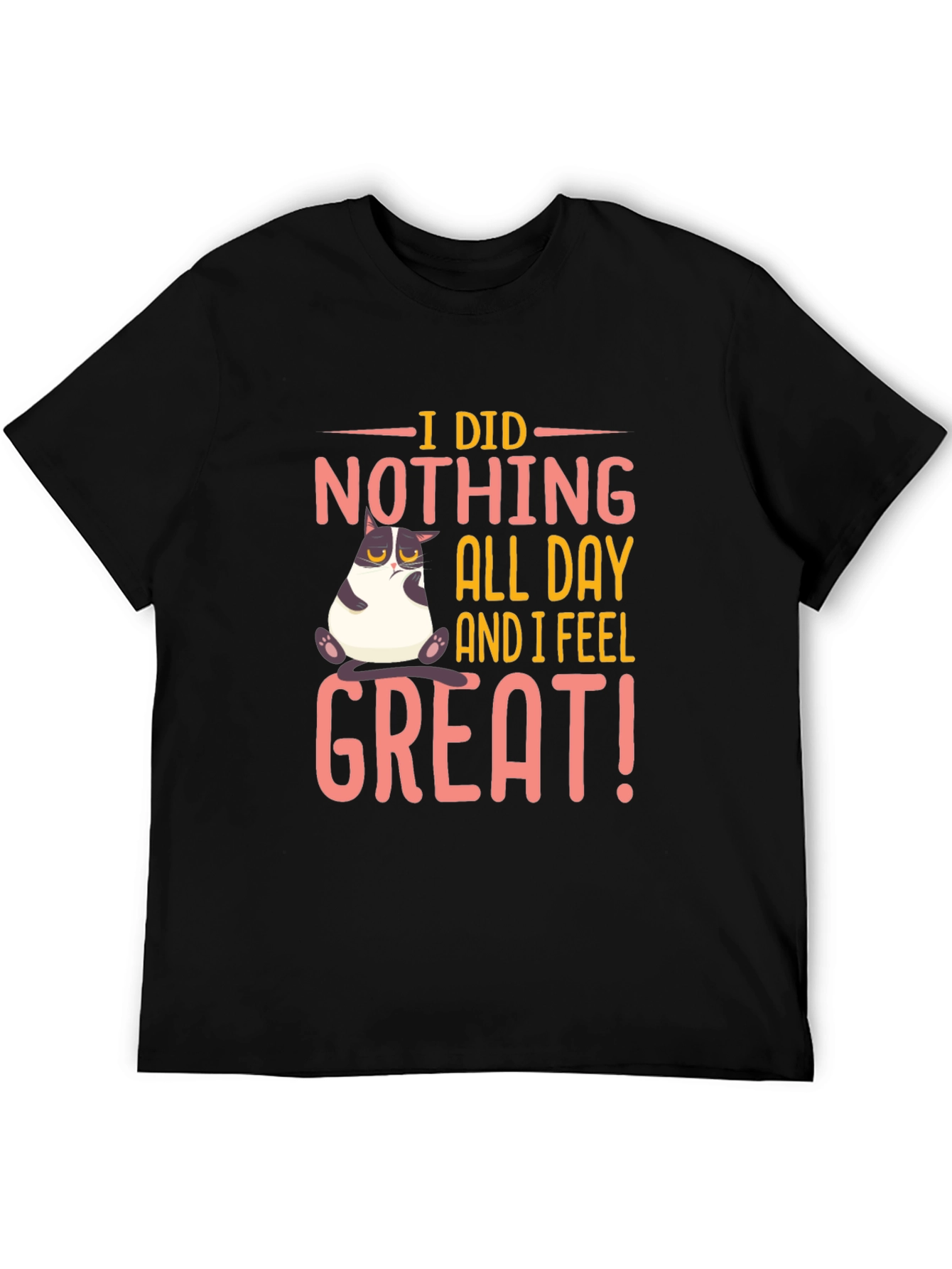 Funny Cat I Did Nothing Black T-Shirt