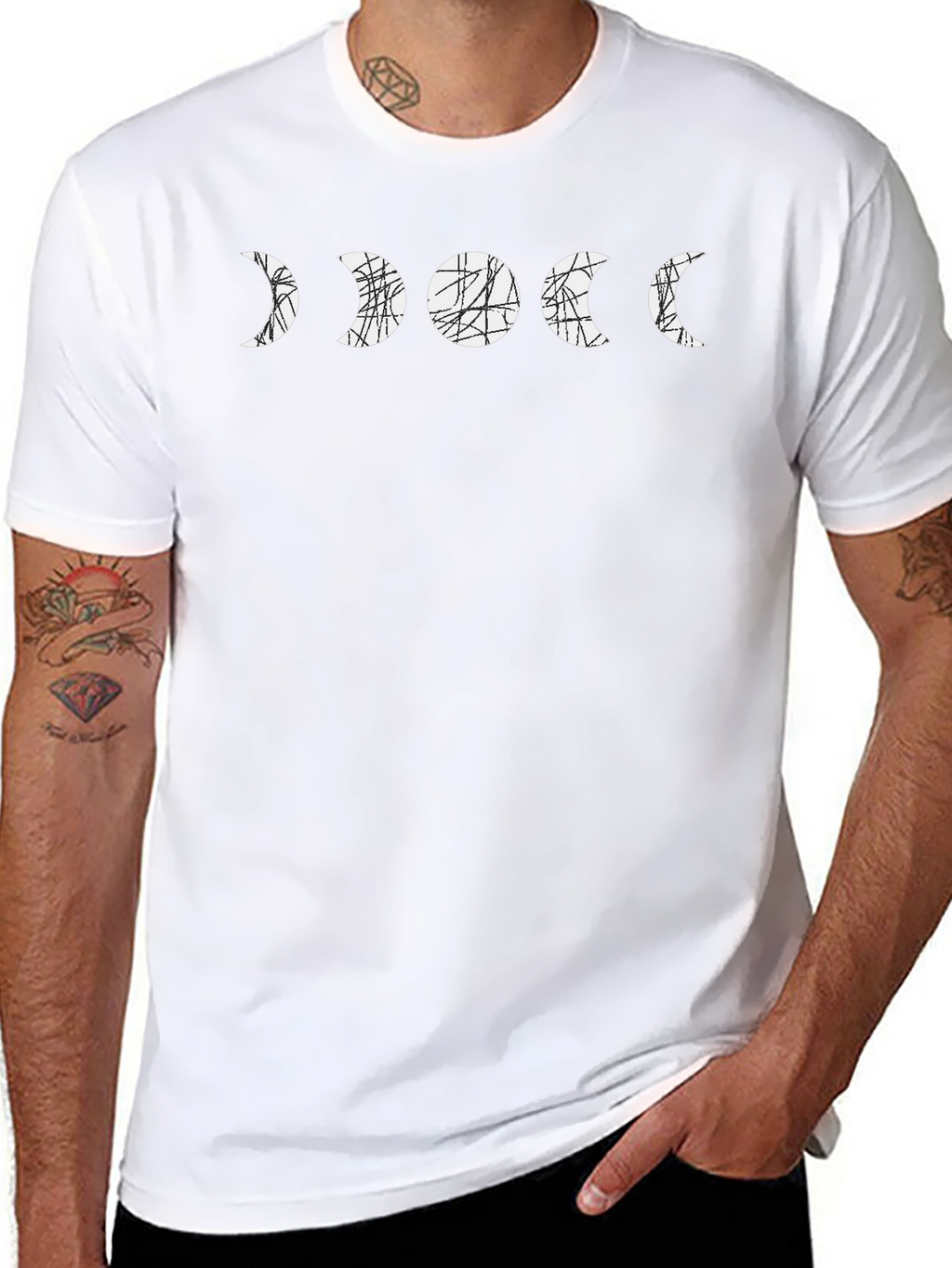 Moon Phase Graphic Tee - Black Cotton T-Shirt