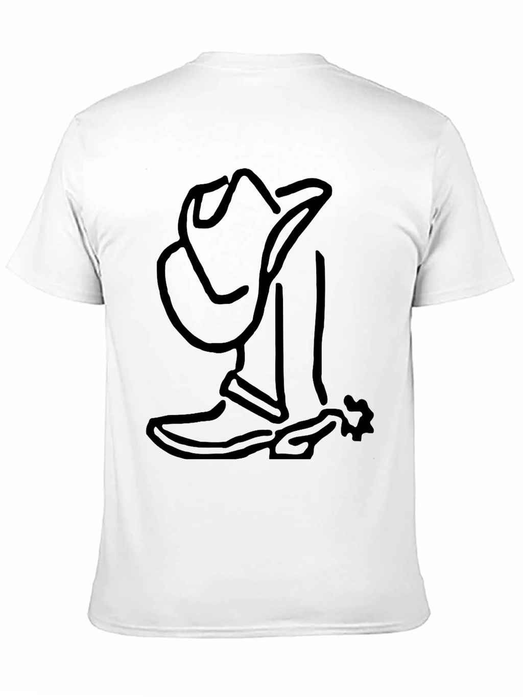 Cool Cowboy Boot & Hat Outline Graphic T-Shirt