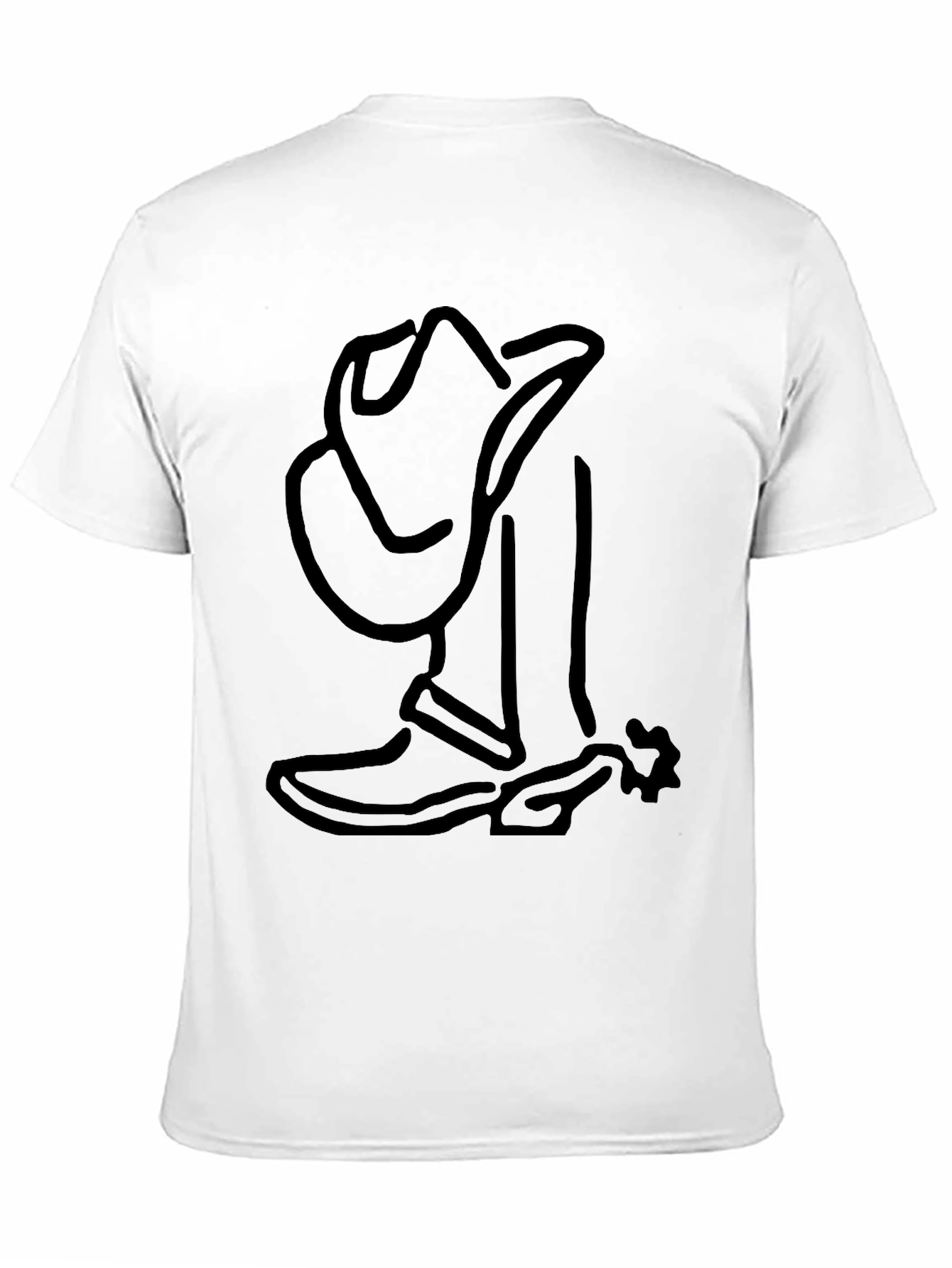 Cool Cowboy Boot & Hat Outline Graphic T-Shirt