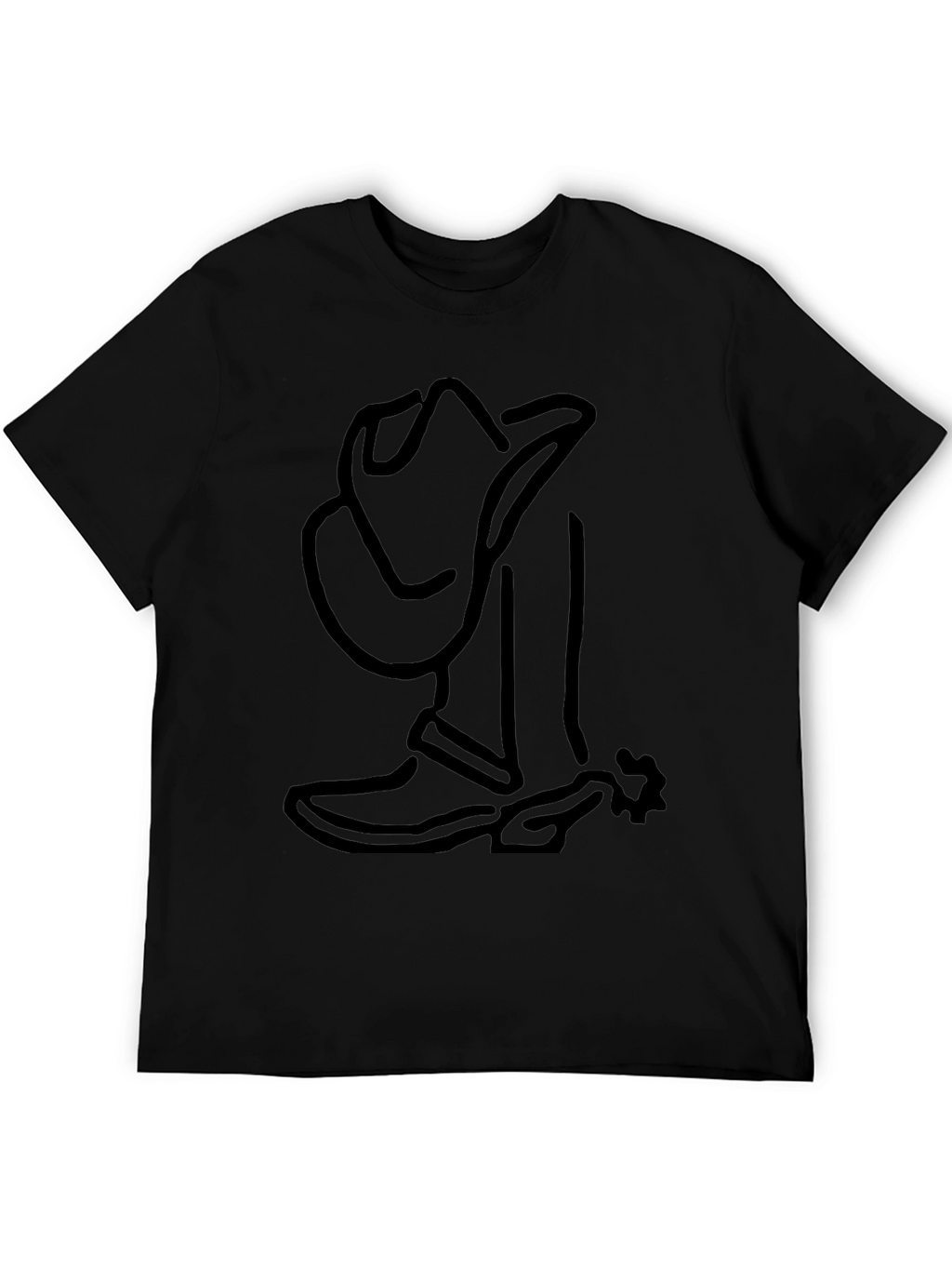 Cool Cowboy Boot & Hat Outline Graphic T-Shirt