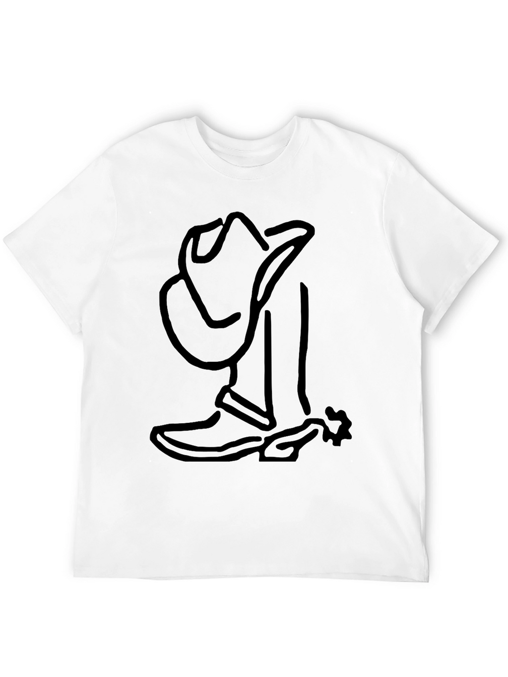 Cool Cowboy Boot & Hat Outline Graphic T-Shirt