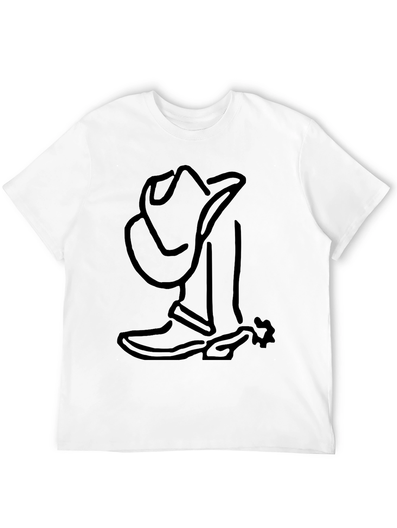 Cool Cowboy Boot & Hat Outline Graphic T-Shirt