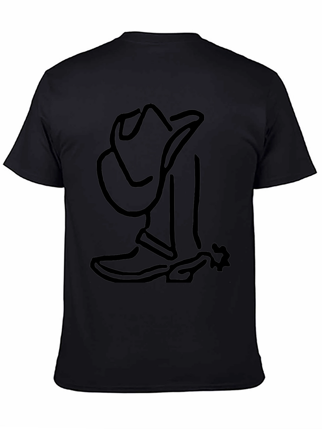 Cool Cowboy Boot & Hat Outline Graphic T-Shirt