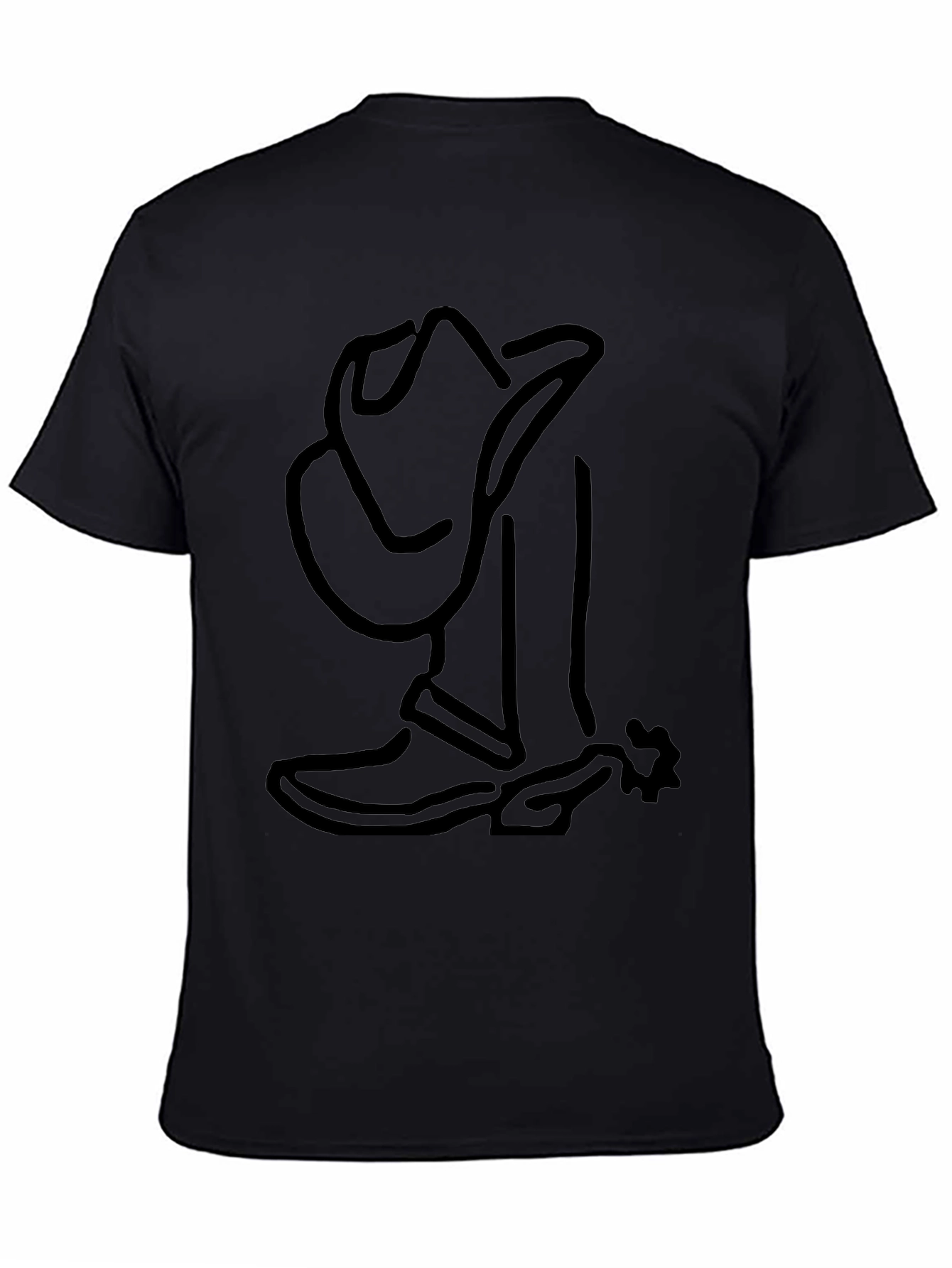 Cool Cowboy Boot & Hat Outline Graphic T-Shirt