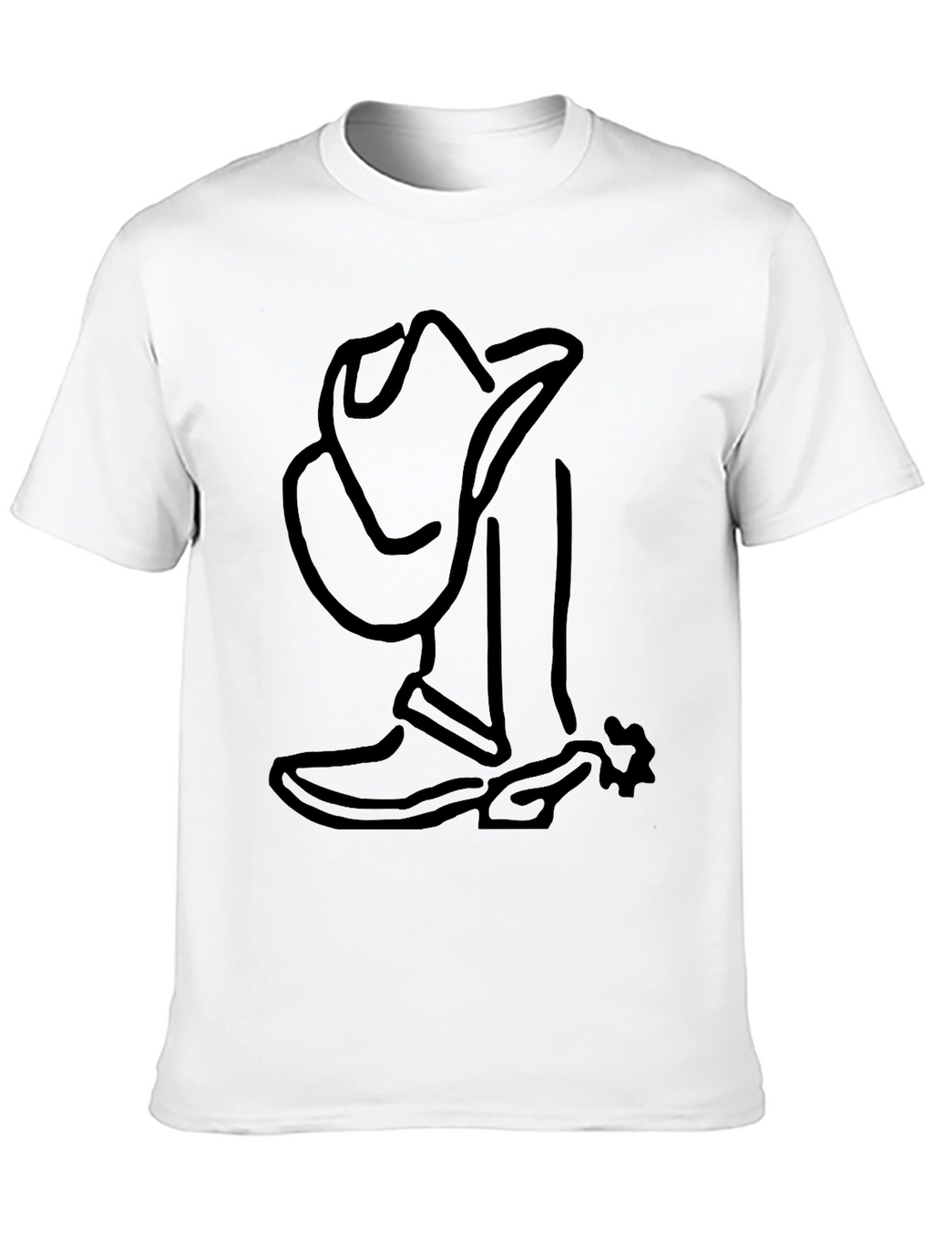 Cool Cowboy Boot & Hat Outline Graphic T-Shirt