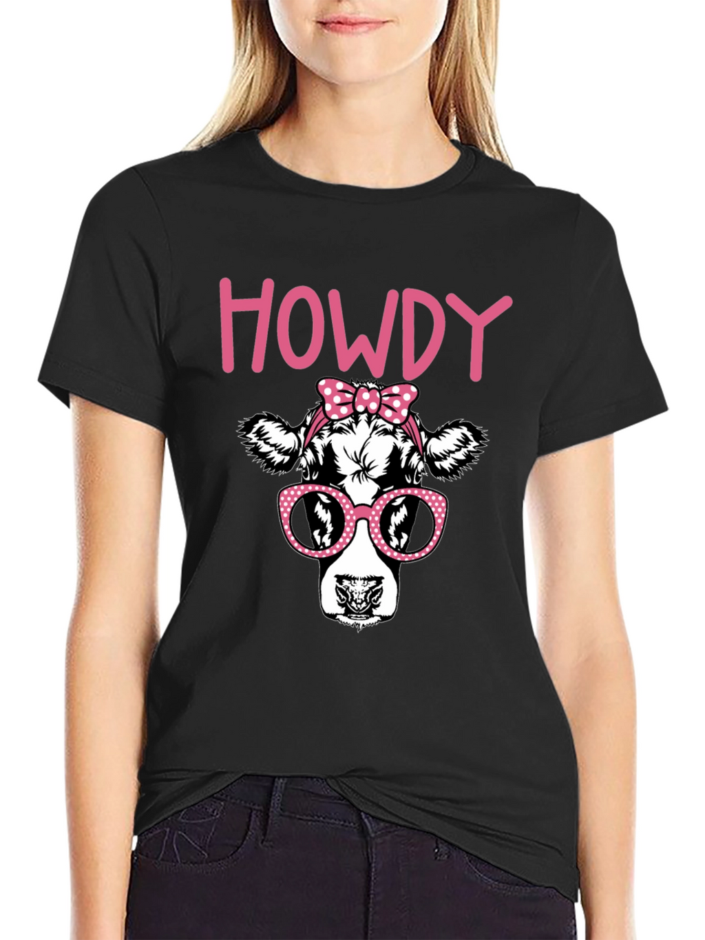 Howdy Cow Graphic T-Shirt - Black