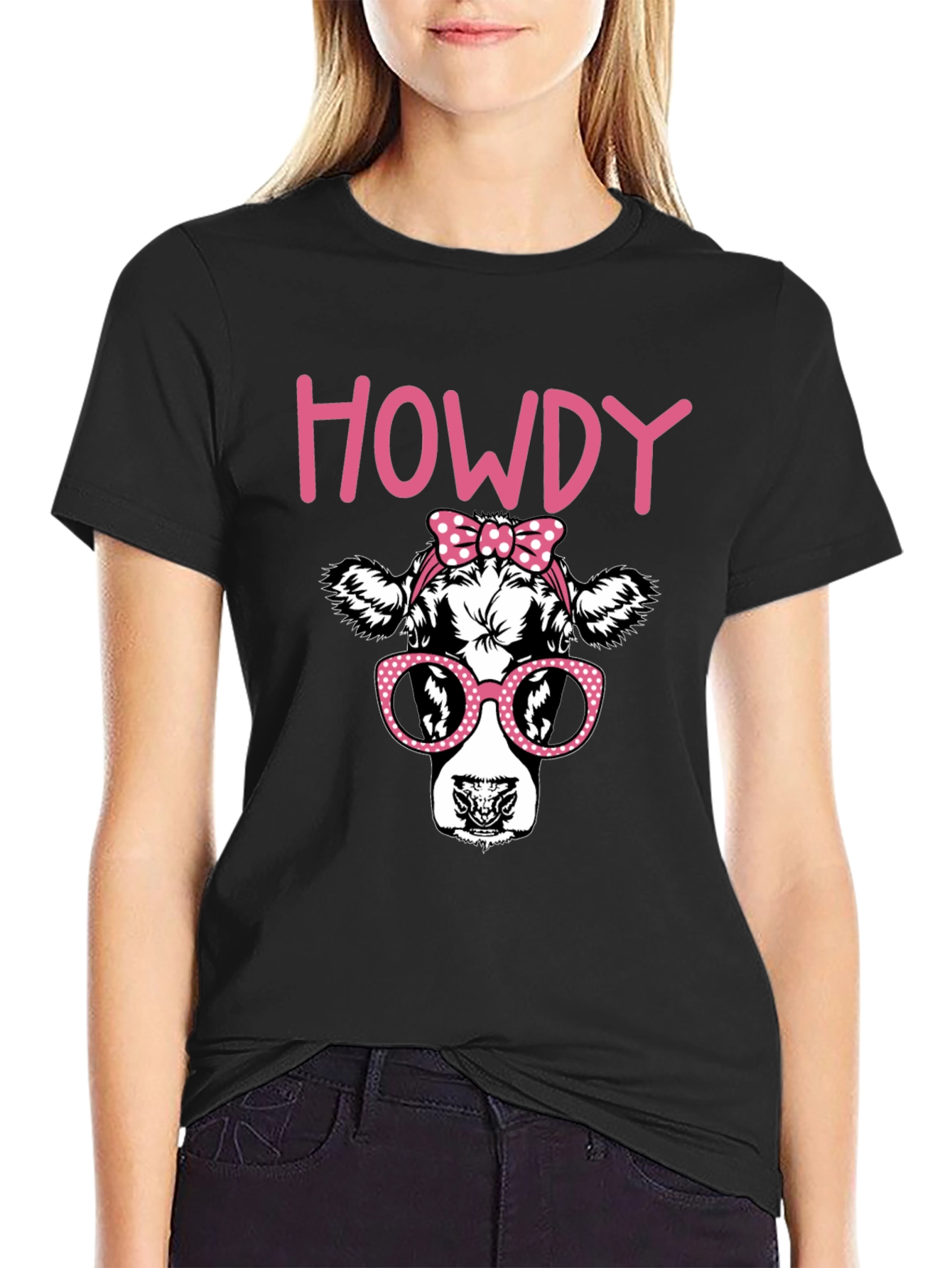 Howdy Cow Graphic T-Shirt - Black