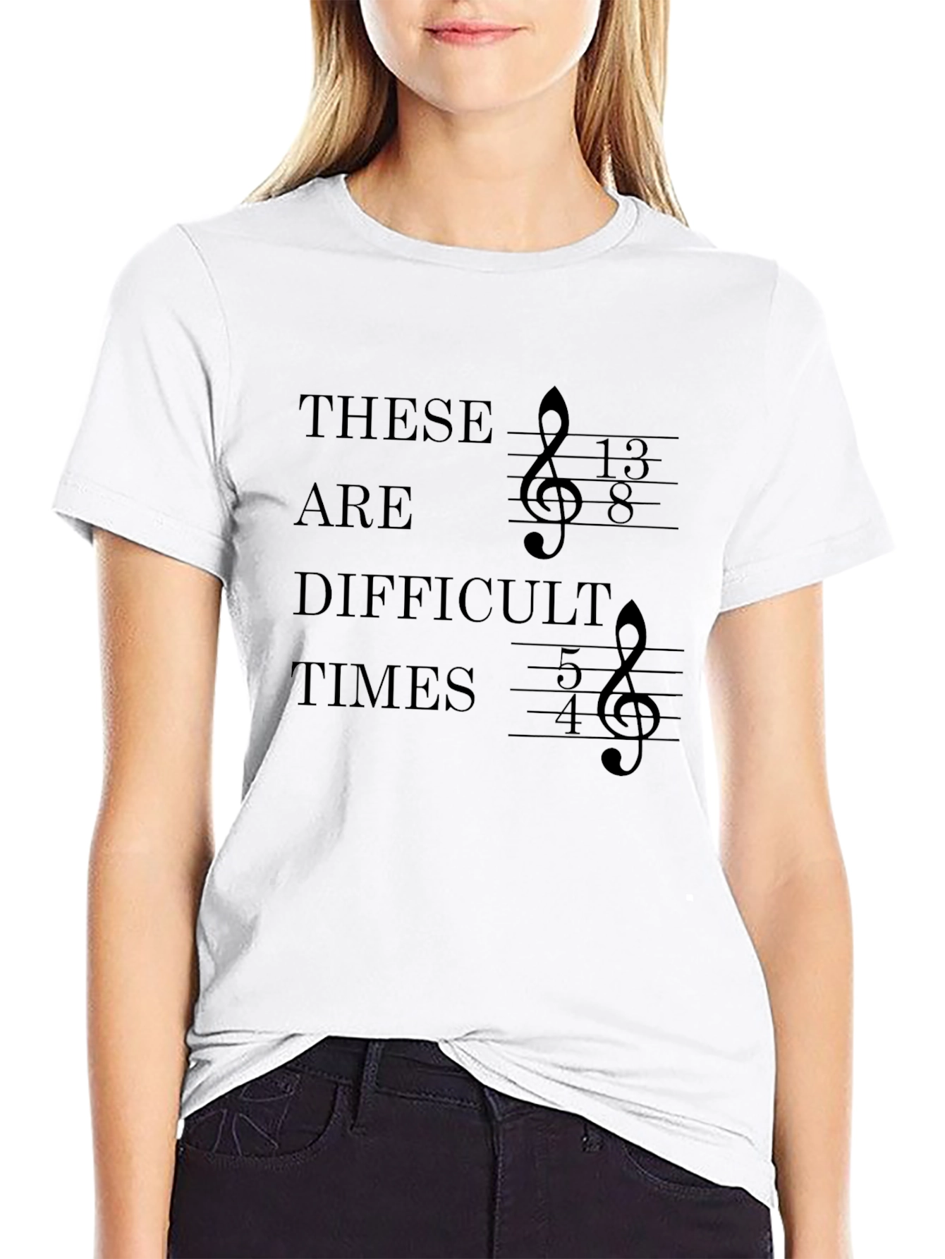 Difficult Times Music T-Shirt - Unique Treble Clef Design