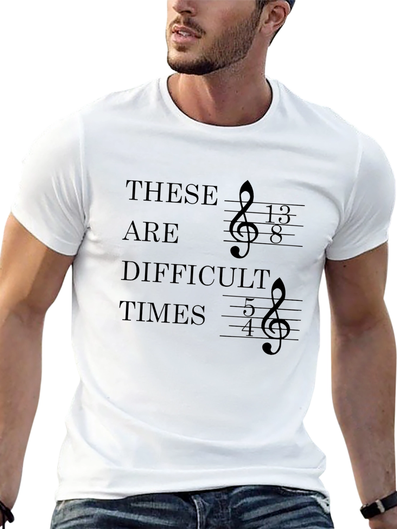 Difficult Times Music T-Shirt - Unique Treble Clef Design