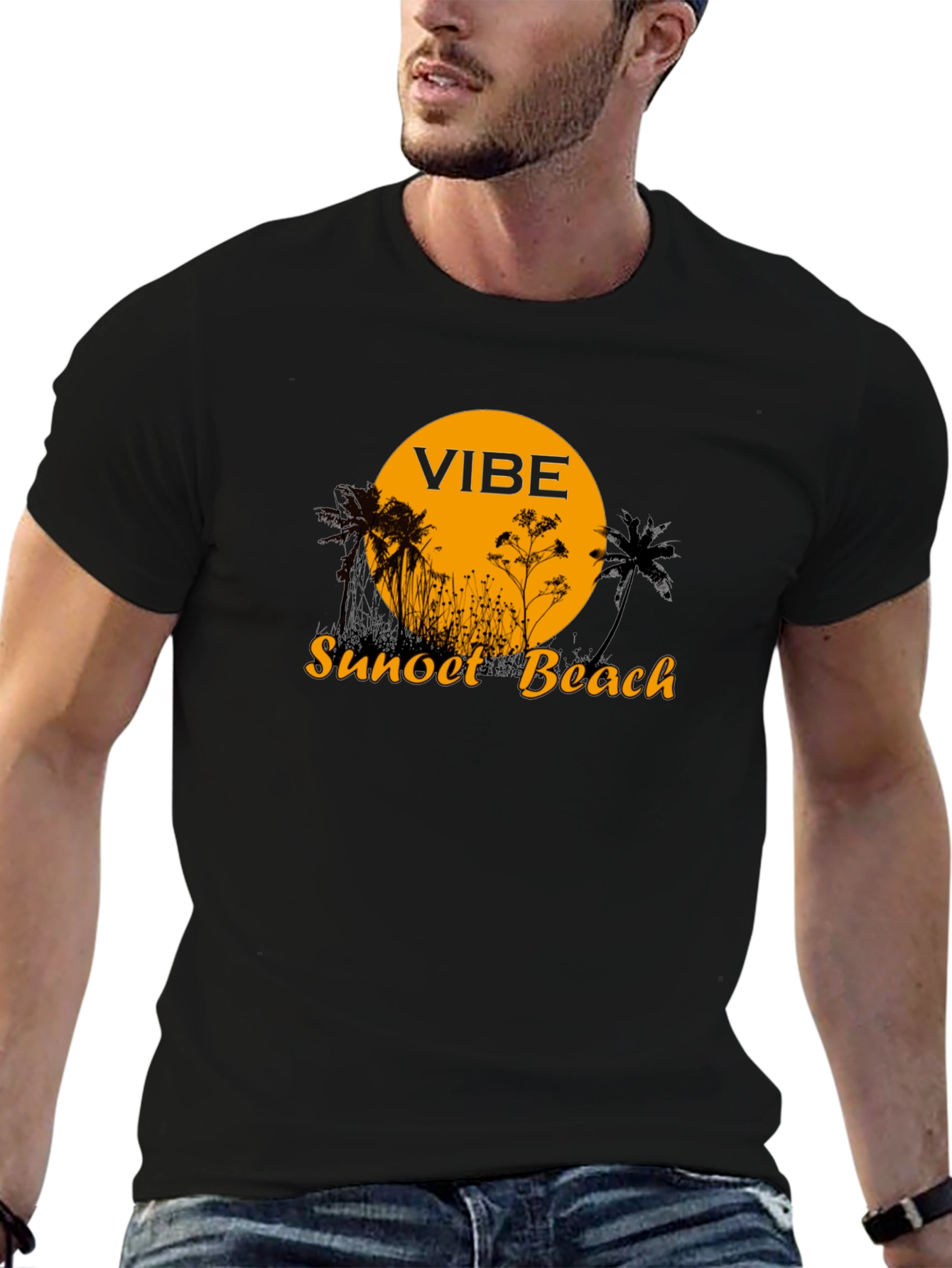 Vibe Sunset Beach Graphic T-Shirt