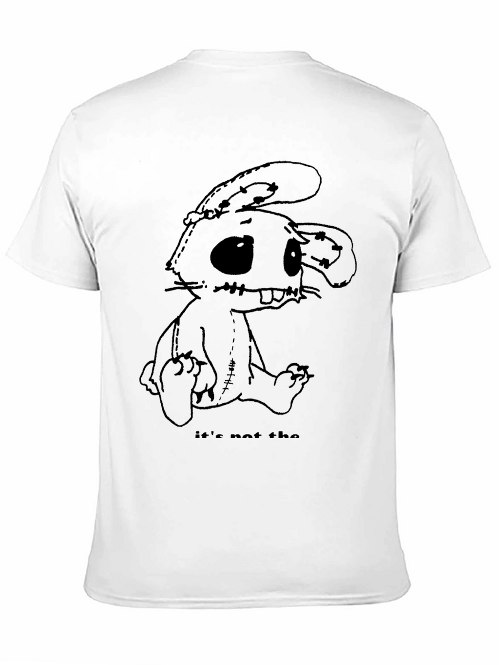 Creepy Stitched Bunny Graphic Tee - Black