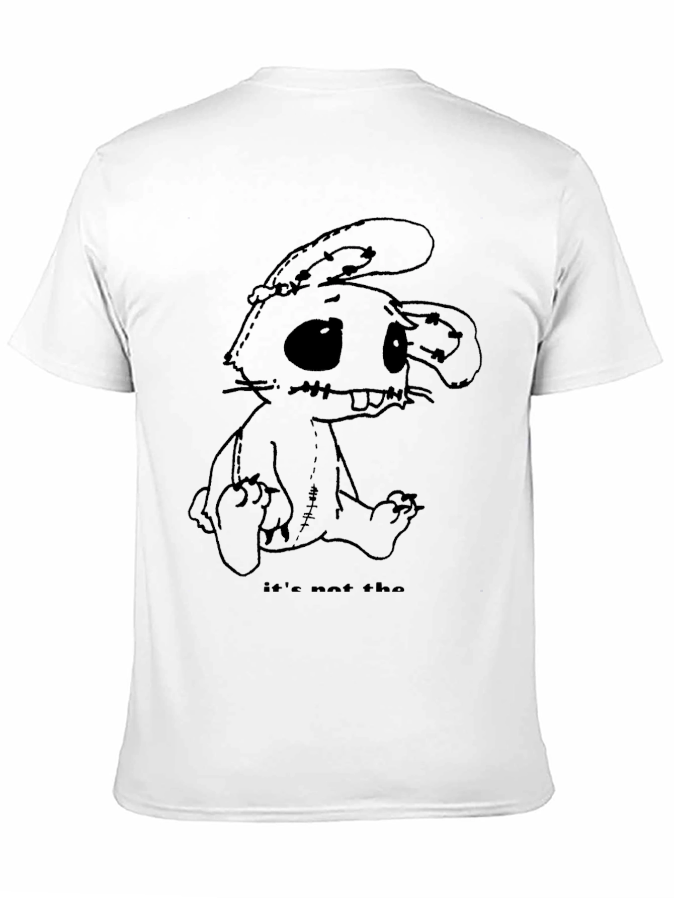 Creepy Stitched Bunny Graphic Tee - Black