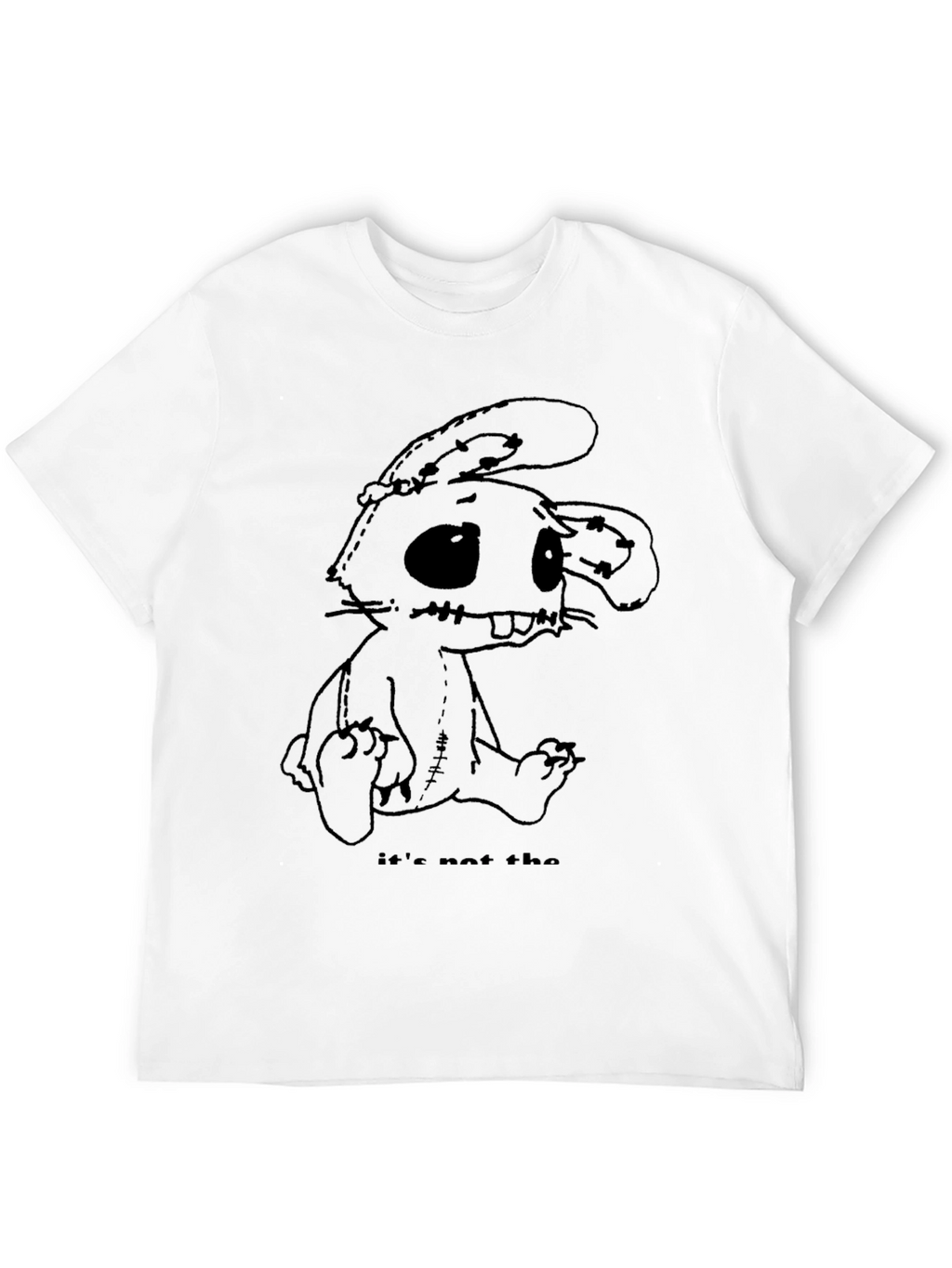 Creepy Stitched Bunny Graphic Tee - Black
