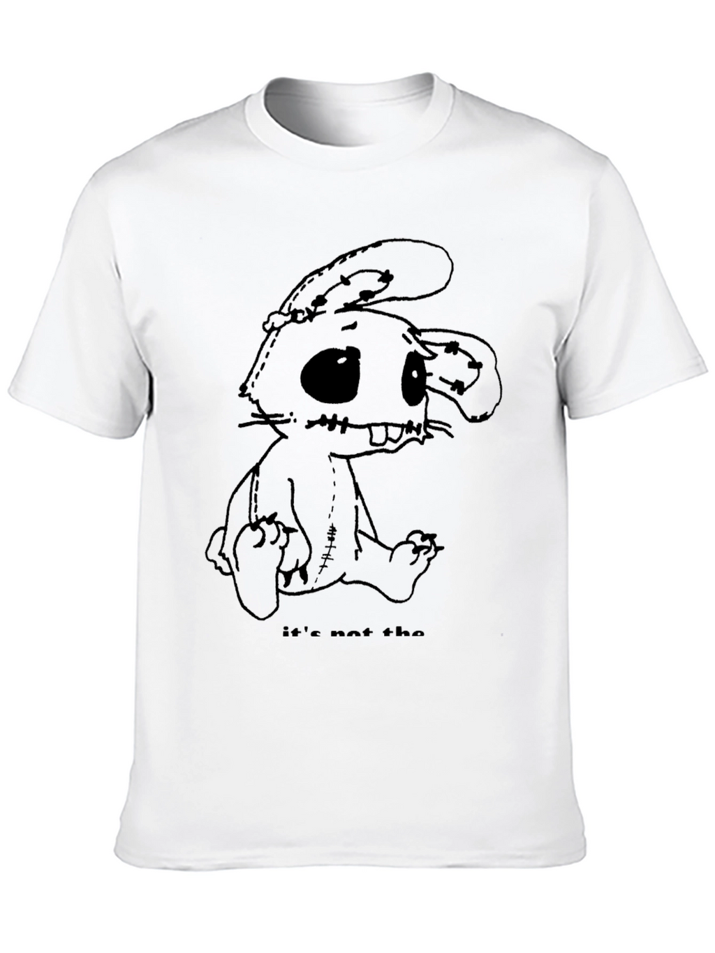 Creepy Stitched Bunny Graphic Tee - Black