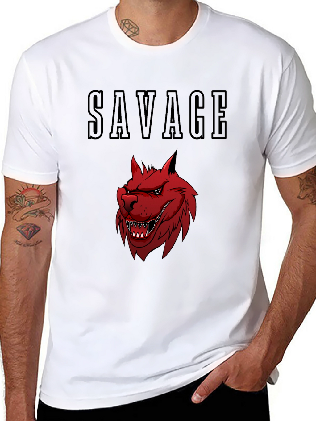 Savage Wolf Graphic Tee - Bold Black T-Shirt