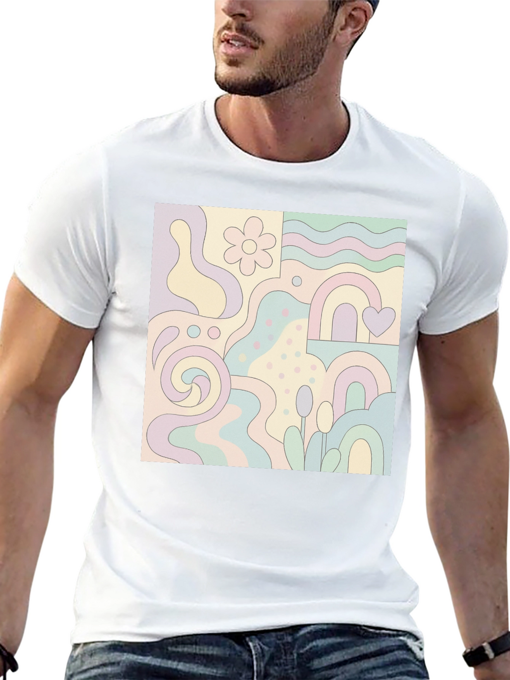 Retro Patterned Graphic Tee