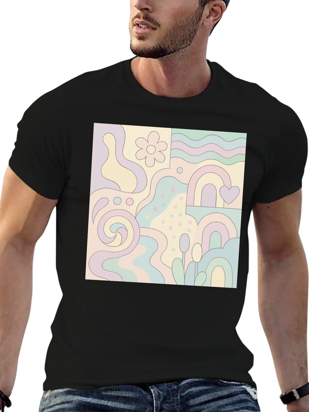 Retro Patterned Graphic Tee