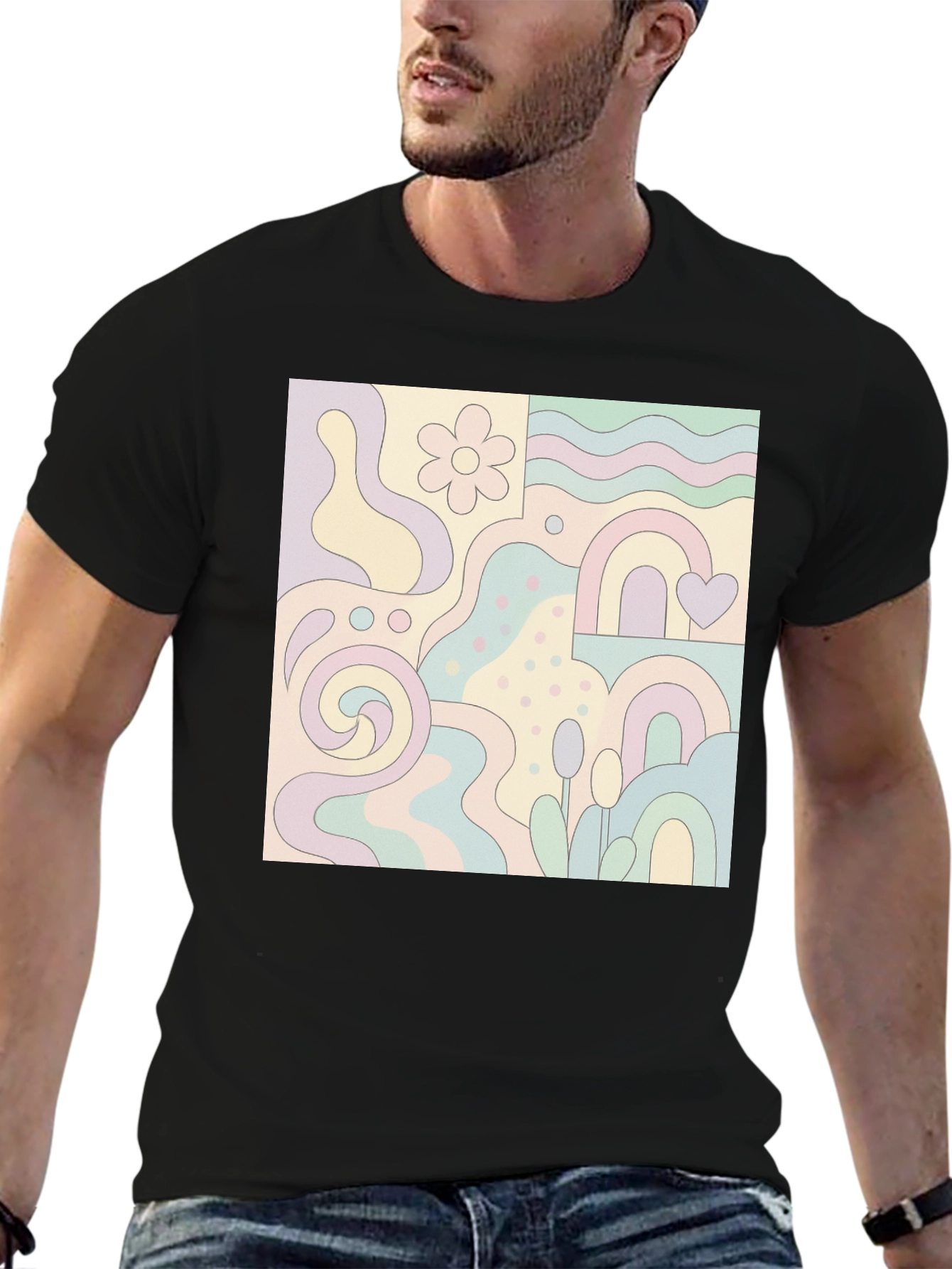 Retro Patterned Graphic Tee