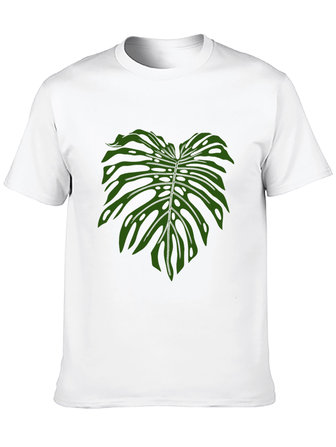 Tropical Monstera Leaf Print Black T-Shirt